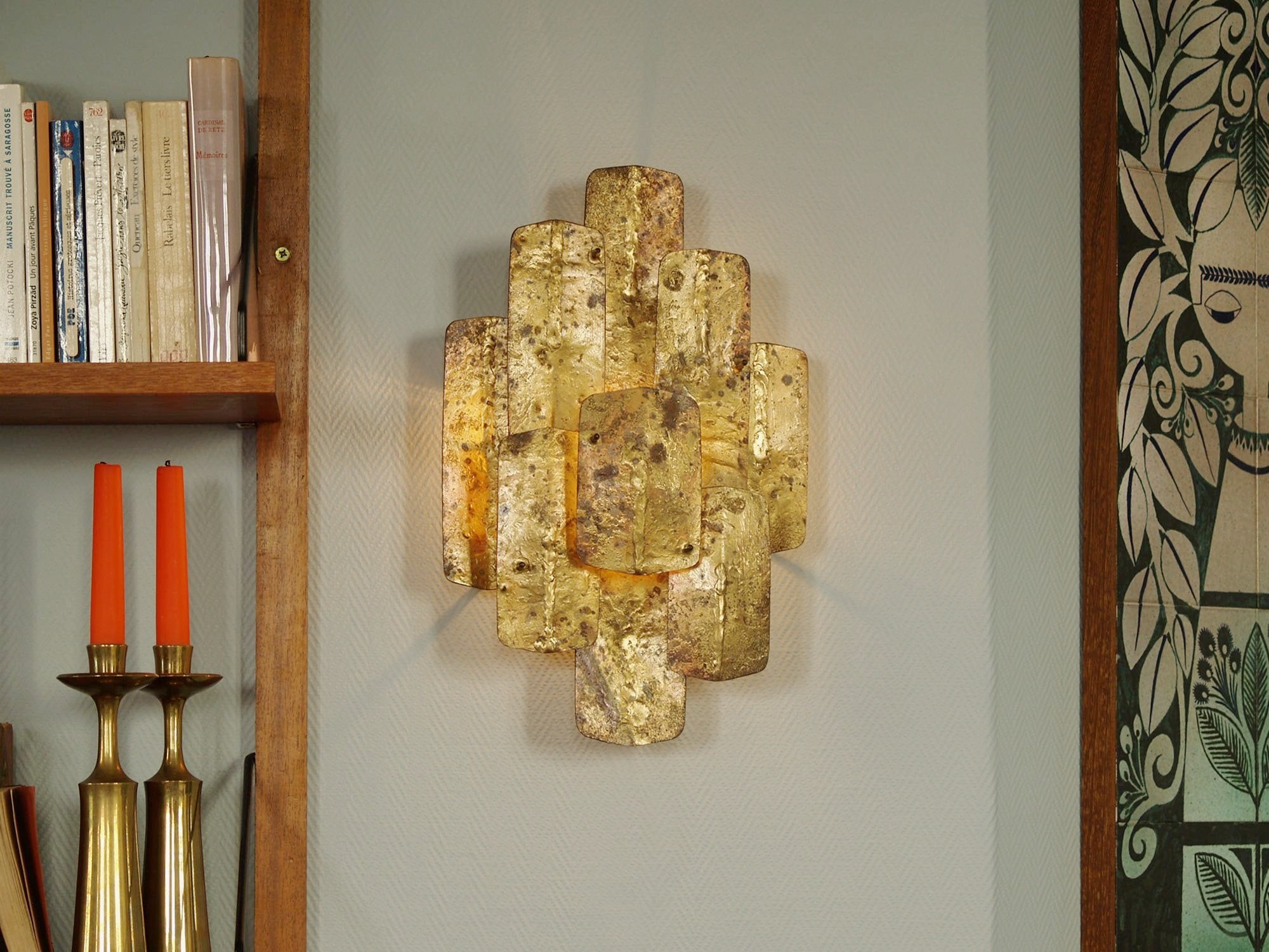 Paire d’appliques murales d'Auguste Fix, France (vers 1958)..Pair of brass wall sconces by Auguste Fix (circa 1958)