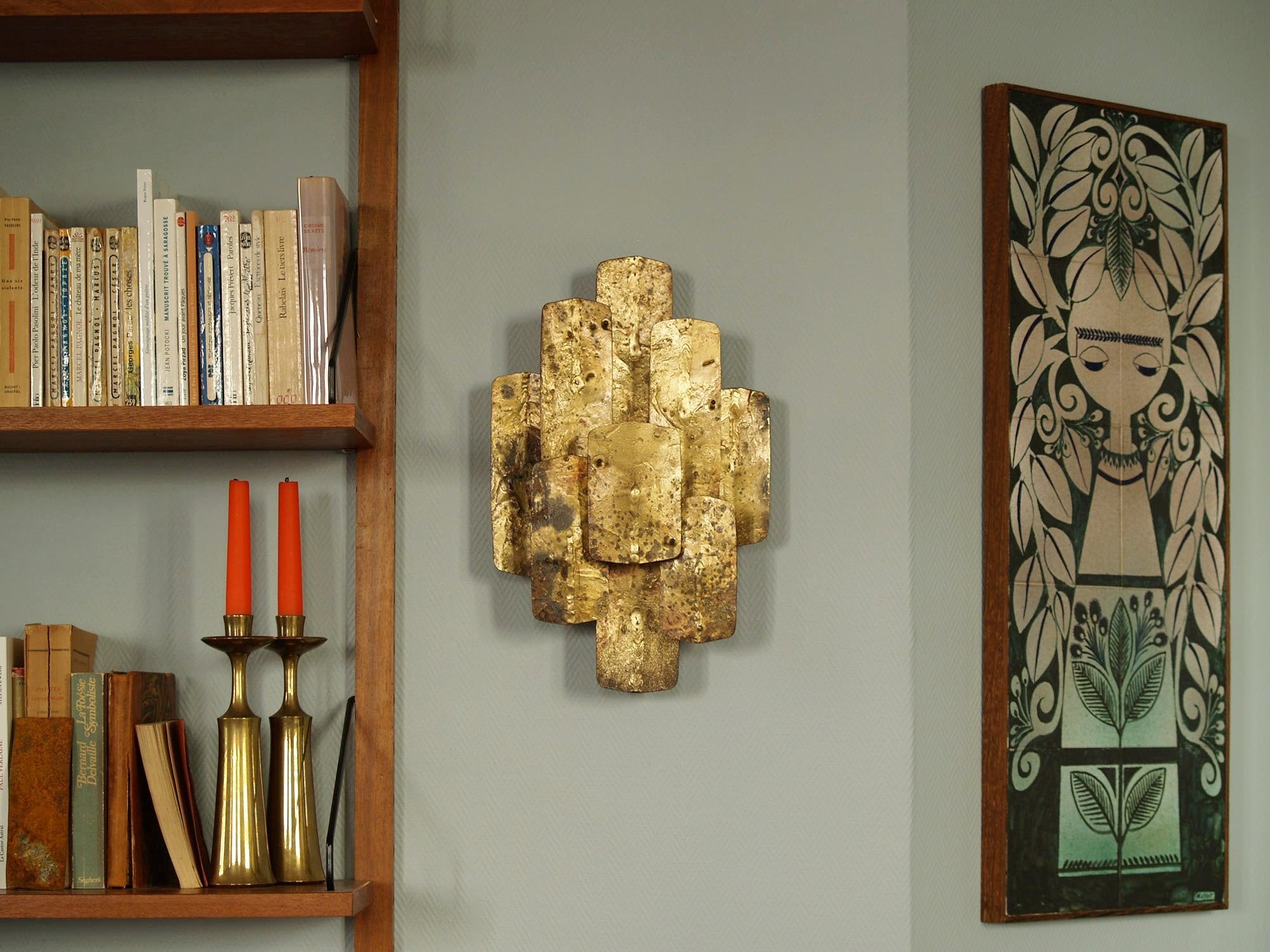 Paire d’appliques murales d'Auguste Fix, France (vers 1958)..Pair of brass wall sconces by Auguste Fix (circa 1958)