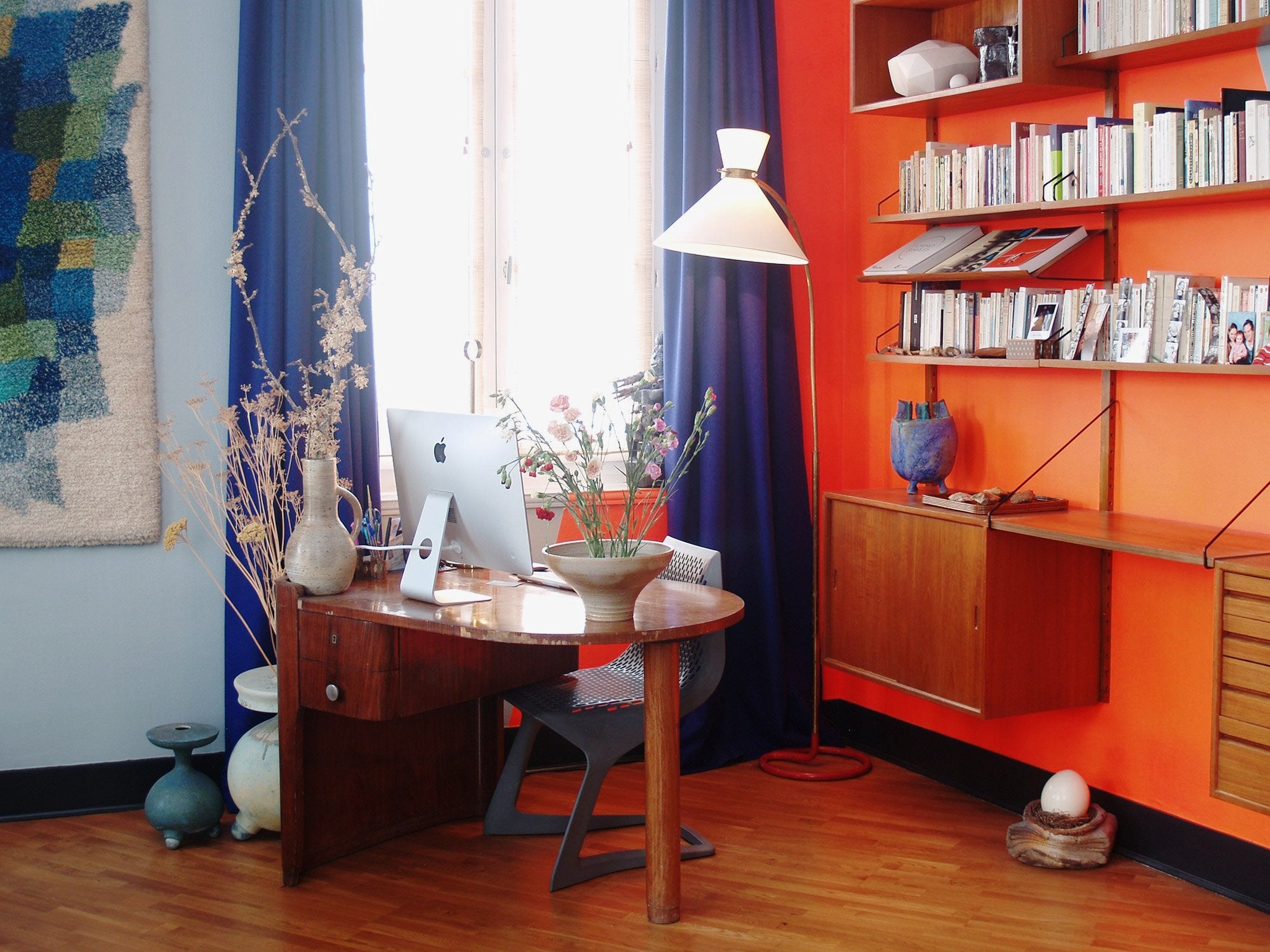 Grand lampadaire moderniste par Stablet, France (vers 1930-50)..Modernist Stablet floor lamp, France (circa 1930-50)