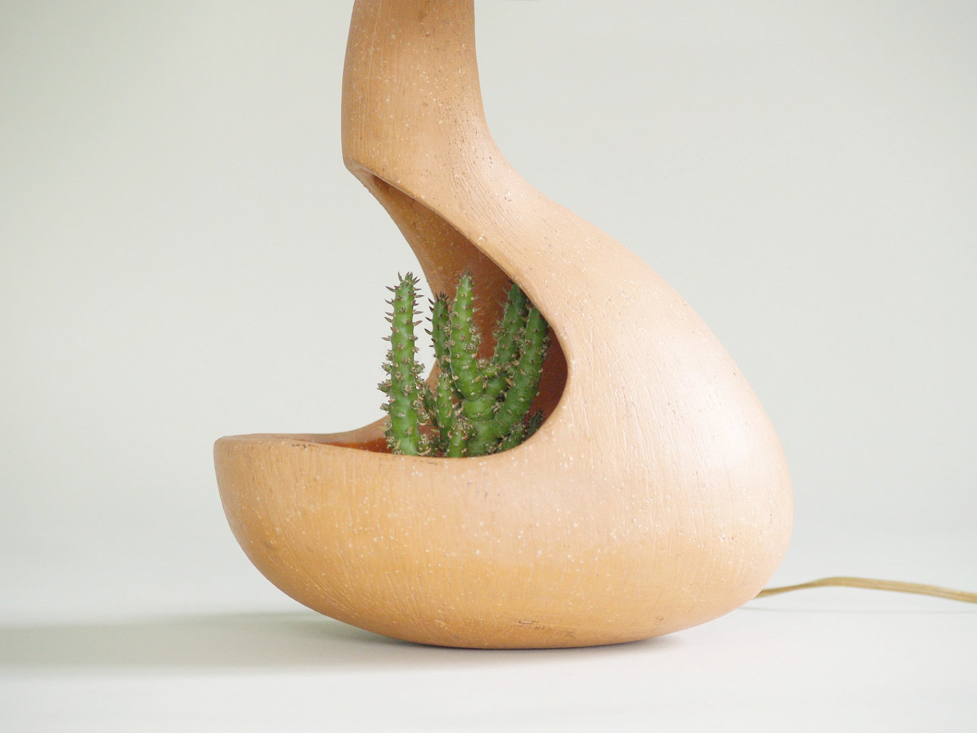 Lampe‑jardinière habitacle biomorphique, France (vers 1955)..Biomorphic Lamp Planter, France (circa 1955)