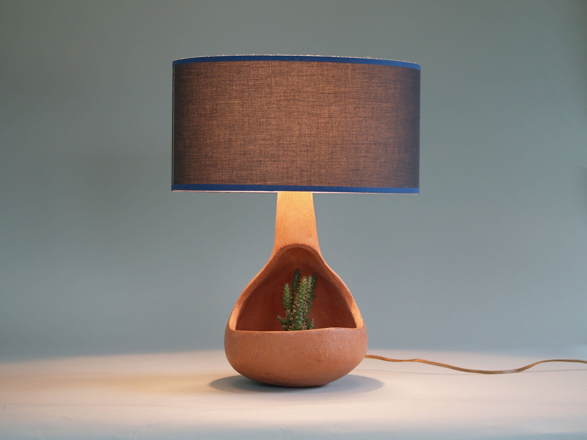 Lampe‑jardinière habitacle biomorphique, France (vers 1955)..Biomorphic Lamp Planter, France (circa 1955)