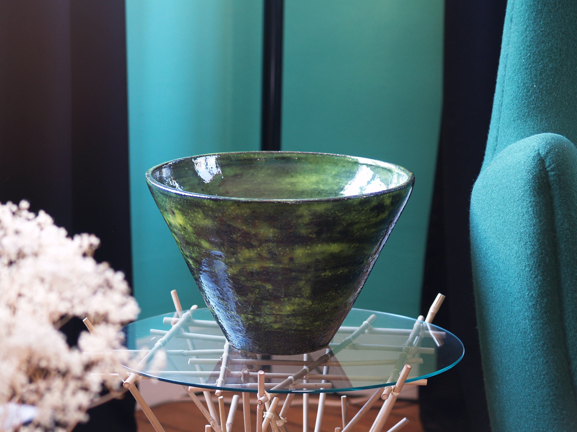 Coupe vasque de Mado Jolain, France (vers 1960)..Large bowl by Mado Jolain, France (circa 1960)