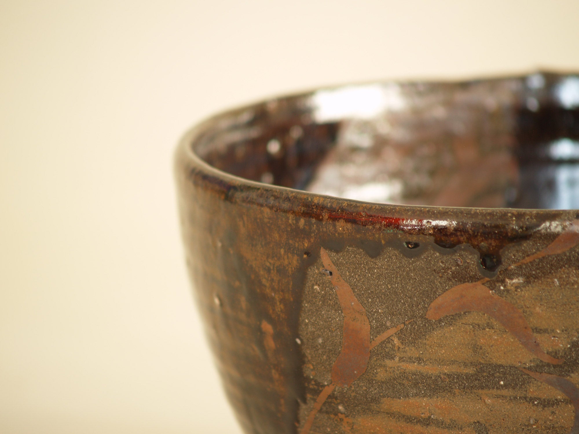 Monumental chawan collectif pour cérémonie du thé Ochamori, Japon (vers 1930-50)..Seto ware big chawan bowl for big Ochamori tea ceremony, Japan (ca. 1930-50)