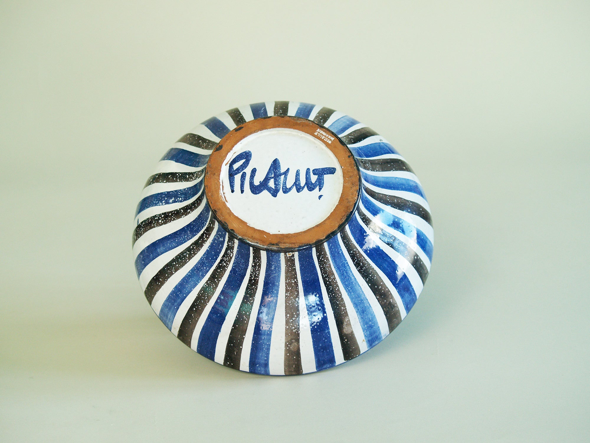 Rare grande coupe de Robert Picault, France (vers 1949)..Large striped Bowl by Robert Picault, France (circa 1949)