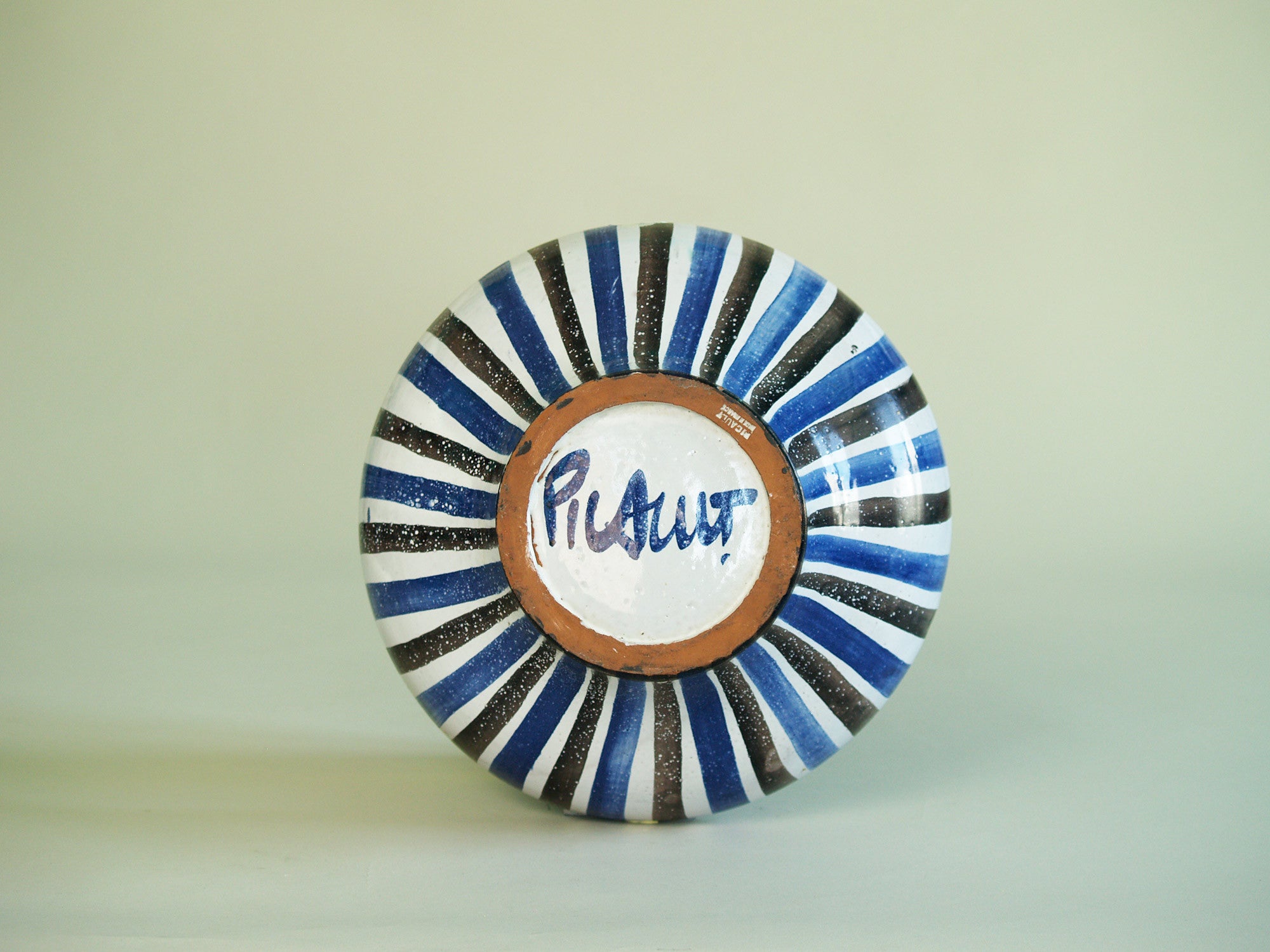 Rare grande coupe de Robert Picault, France (vers 1949)..Large striped Bowl by Robert Picault, France (circa 1949)