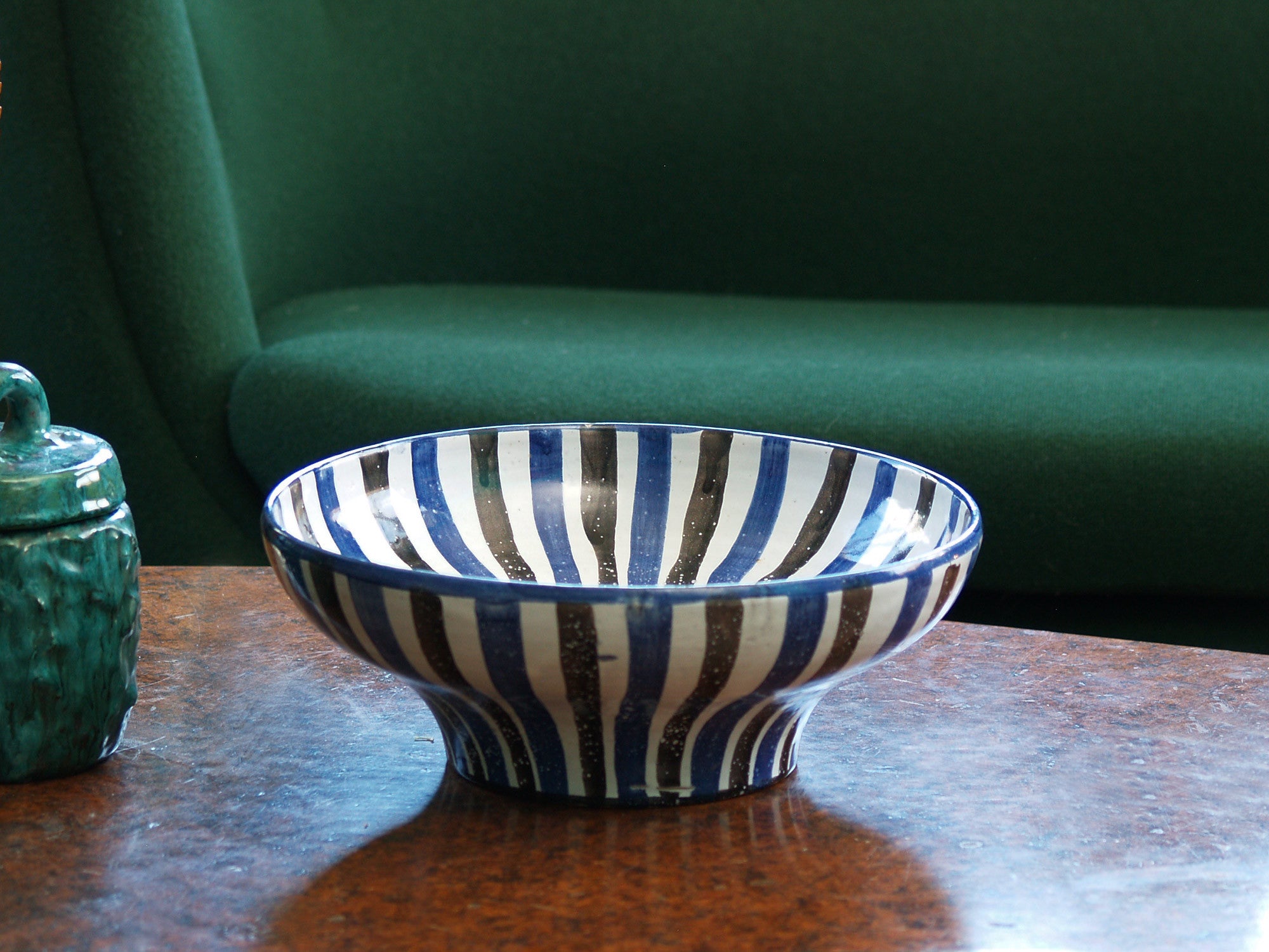 Rare grande coupe de Robert Picault, France (vers 1949)..Large striped Bowl by Robert Picault, France (circa 1949)