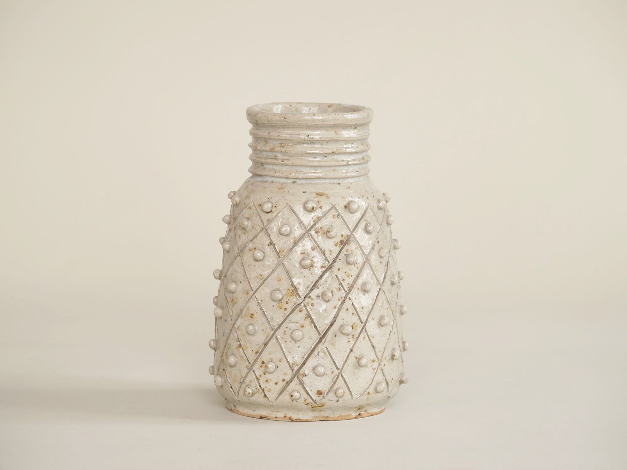 Vase d'André Rozay à La Borne, France (1945)..Brutalist La Borne stoneware vase by André Rozay, France (ca. 1945)