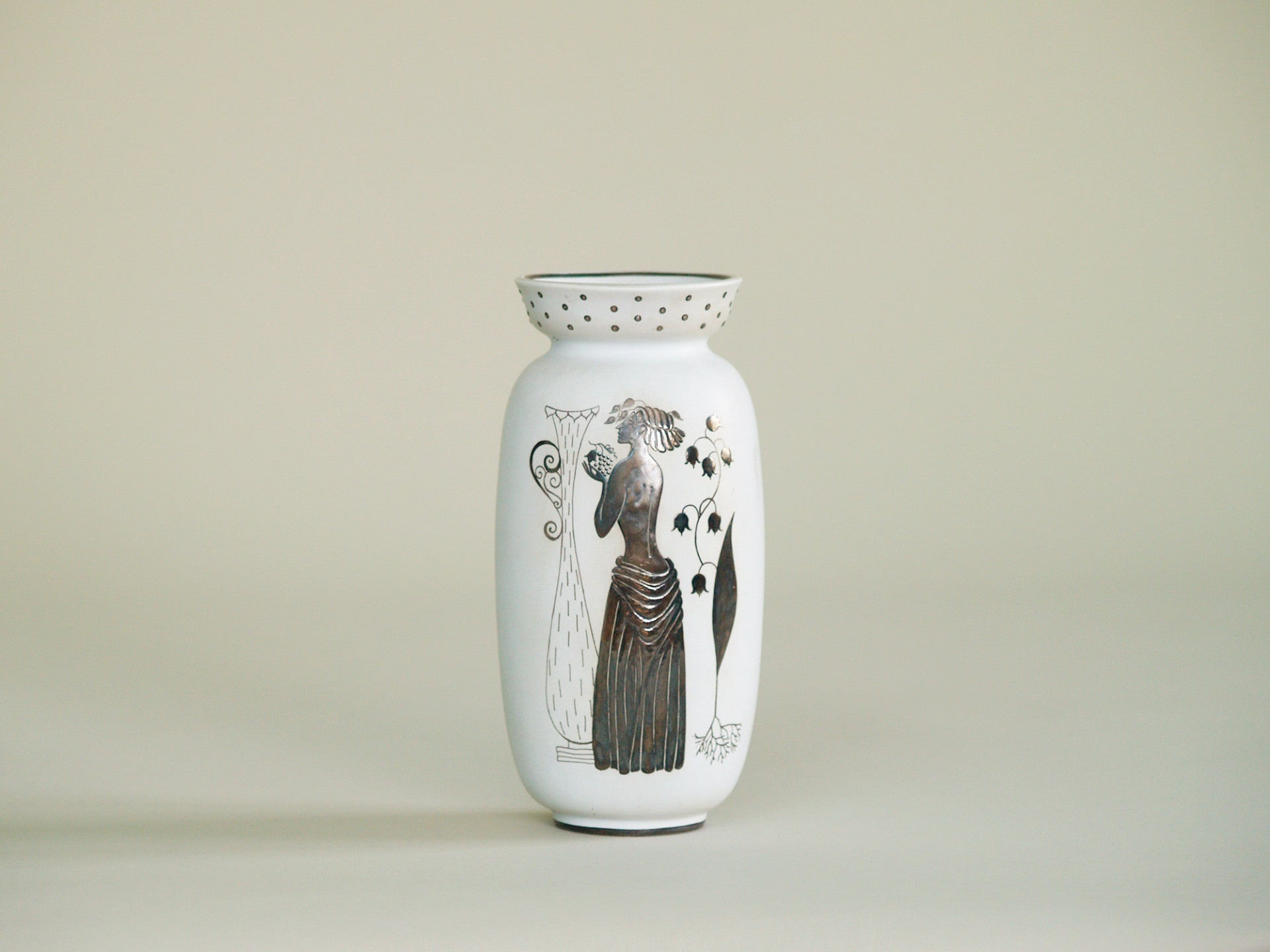 Ensemble de deux vases Grazia de Stig Lindberg pour Gustavsberg, Suède (années 1940)..Set of two Grazia Vases by Stig Lindberg for Gustavsberg, Sweden (circa 1940)