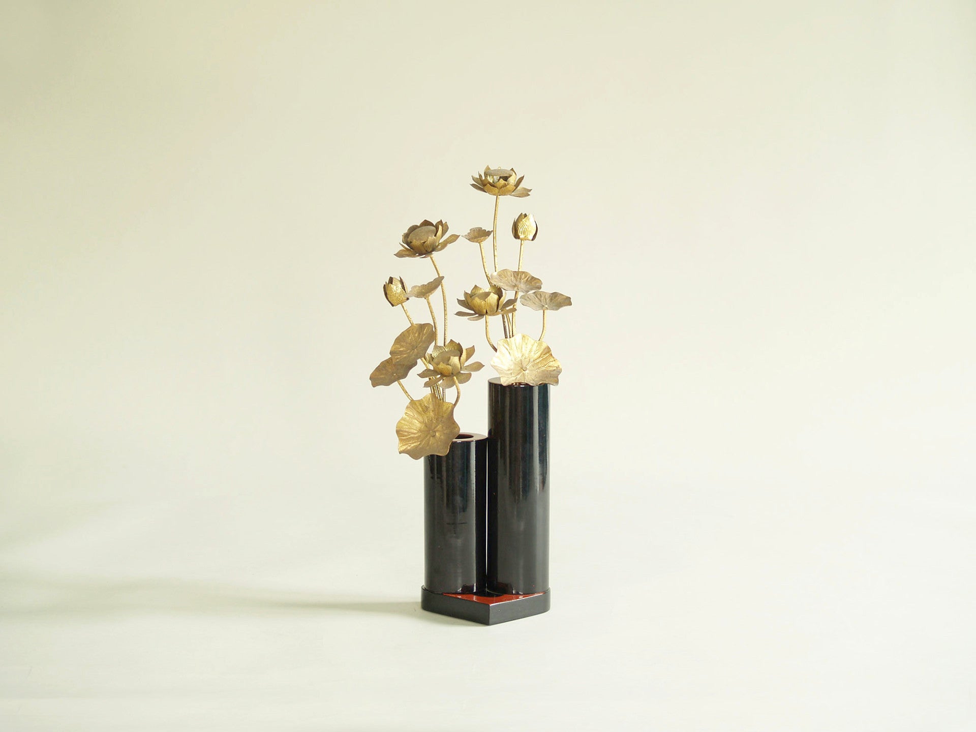 Vase double en laque Atelier Zohiko, Japon (vers 1960)..Urushi lacquered double vase Zohiko workshop, Japan (circa 1960)