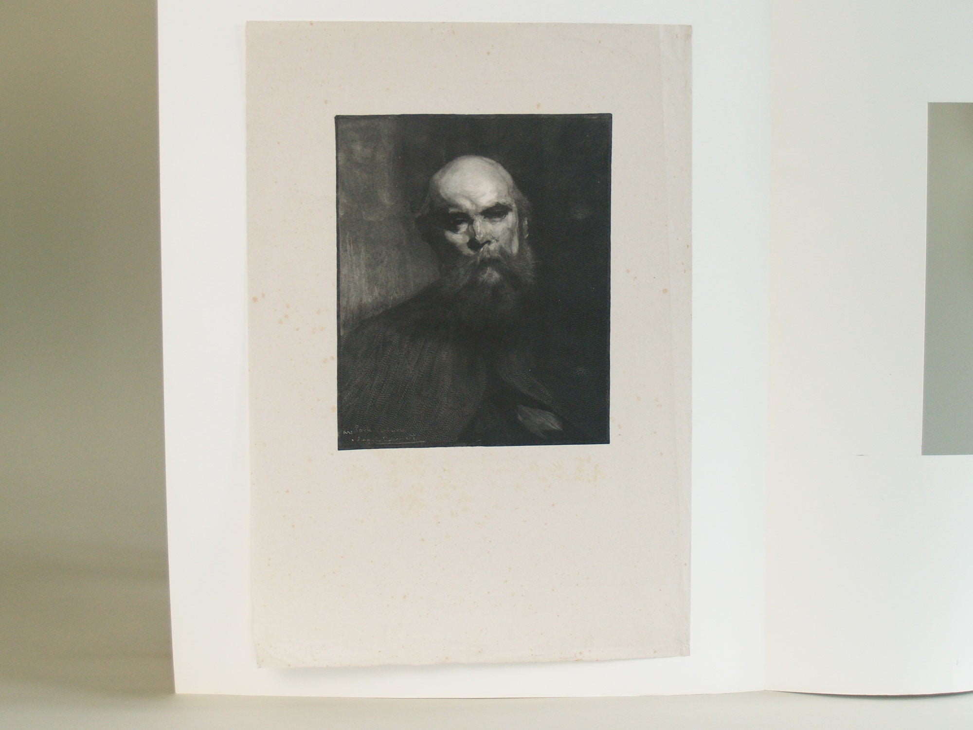 Estampe Paul Verlaine d’après Eugène Carrière, France (vers 1890)..Woodcut Paul Verlaine from Eugène Carrière, France (circa 1890)