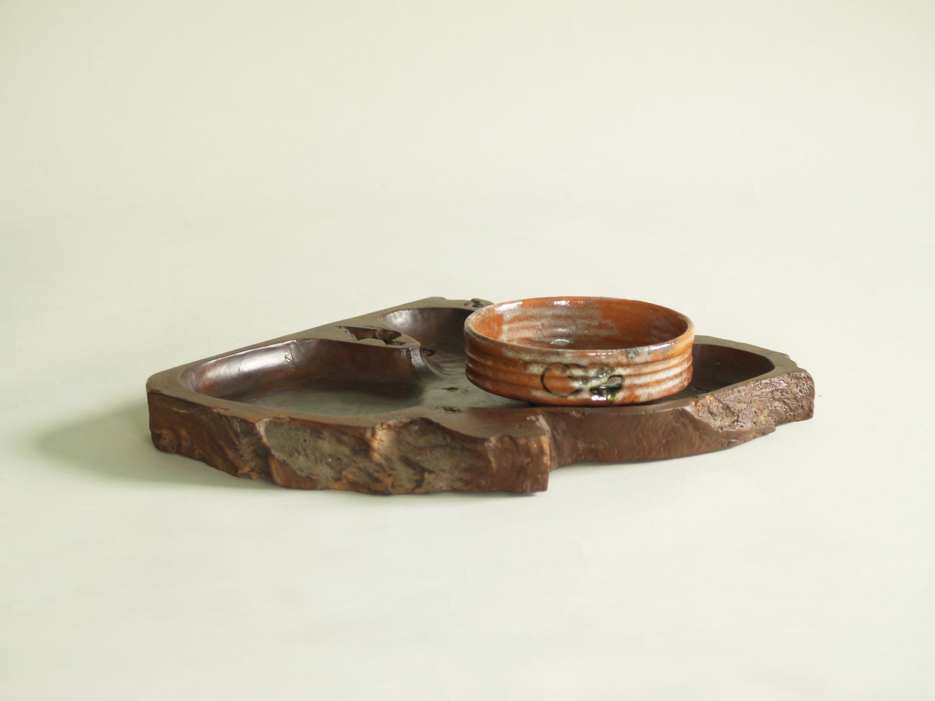 Rare coupe / plateau à thé Sencha mingei, Japon (vers 1910)..Unique Mingei Sencha tray, Japan (circa 1910)