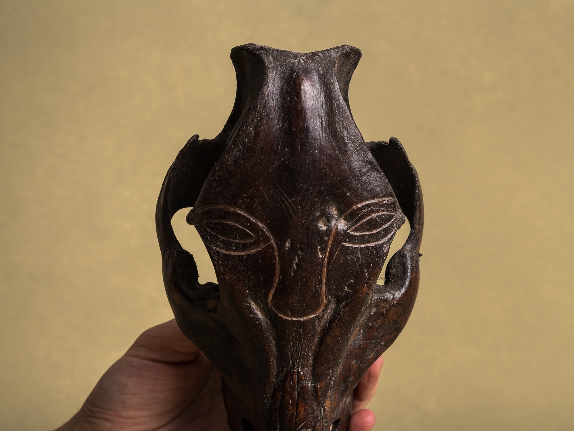 Masques‑crânes cérémoniels totémiques de l'ethnie Atoni, Timor occidental (XXe siècle)..Set of 5 ceremonial Atoni's totemic skull masks, West Timor (XXth century)