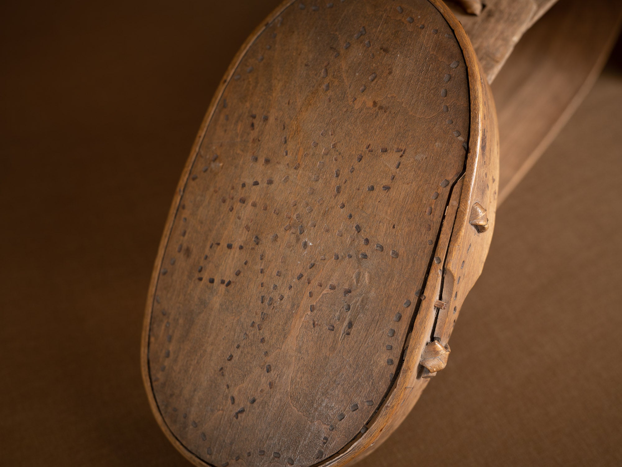 Ensemble d'anciennes boîtes en lames de bouleau courbées, Suède (XVIIe siècle)..Old birch slat boxes, set of 2, Sweden (17th century)