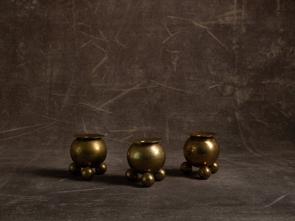 Lot De 2 Bougeoirs En Laiton Gusum Suède – 1980 – Vintage – Dorés