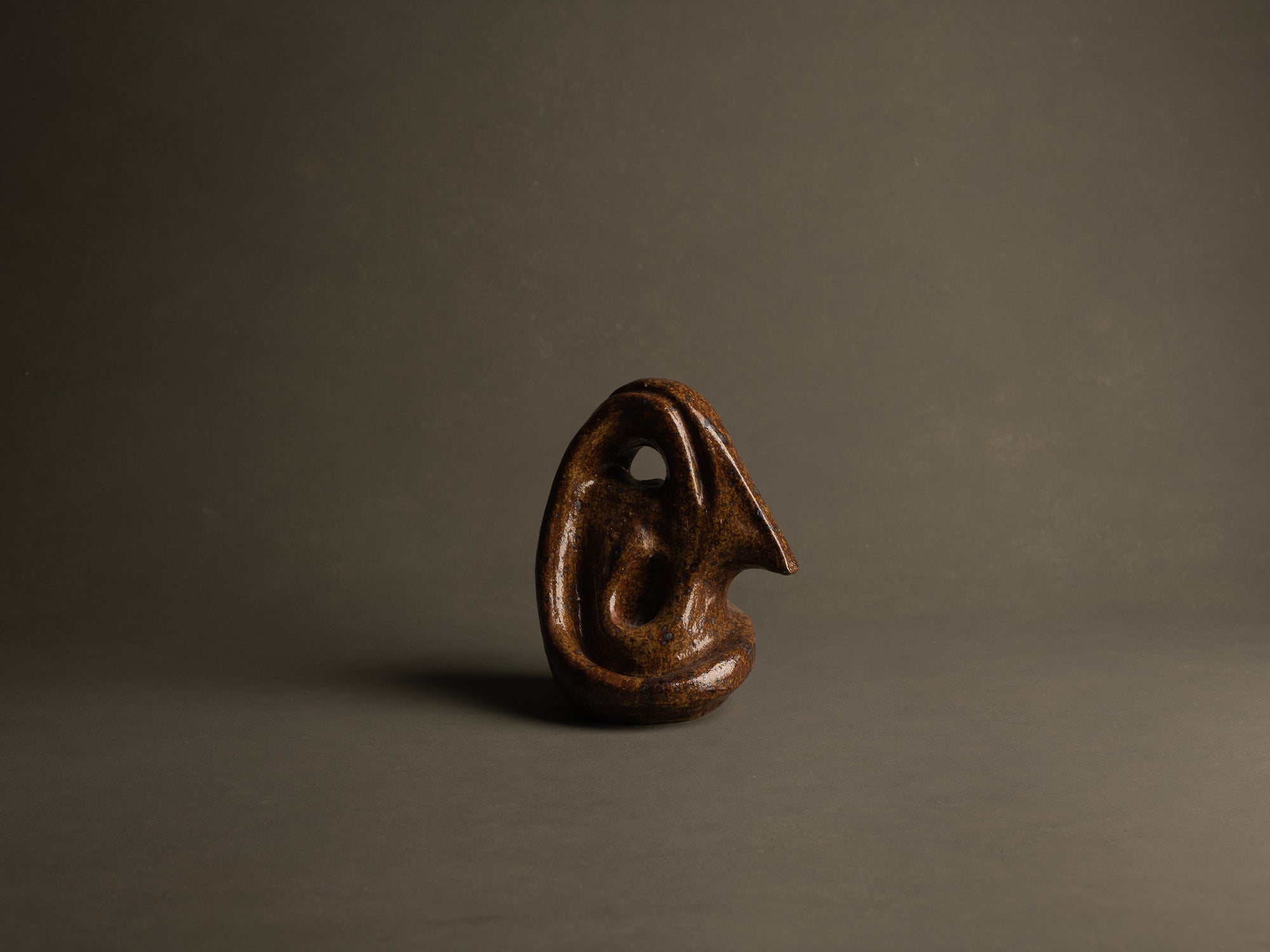 Sculpture en grès pyrité de Jacky Coville, France (1976)..Ecole de Nice, Stoneware sculpture by Jacky Coville, France (1976)