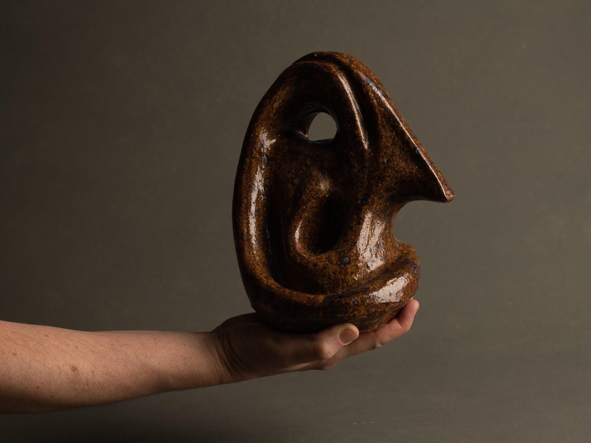 Sculpture en grès pyrité de Jacky Coville, France (1976)..Ecole de Nice, Stoneware sculpture by Jacky Coville, France (1976)