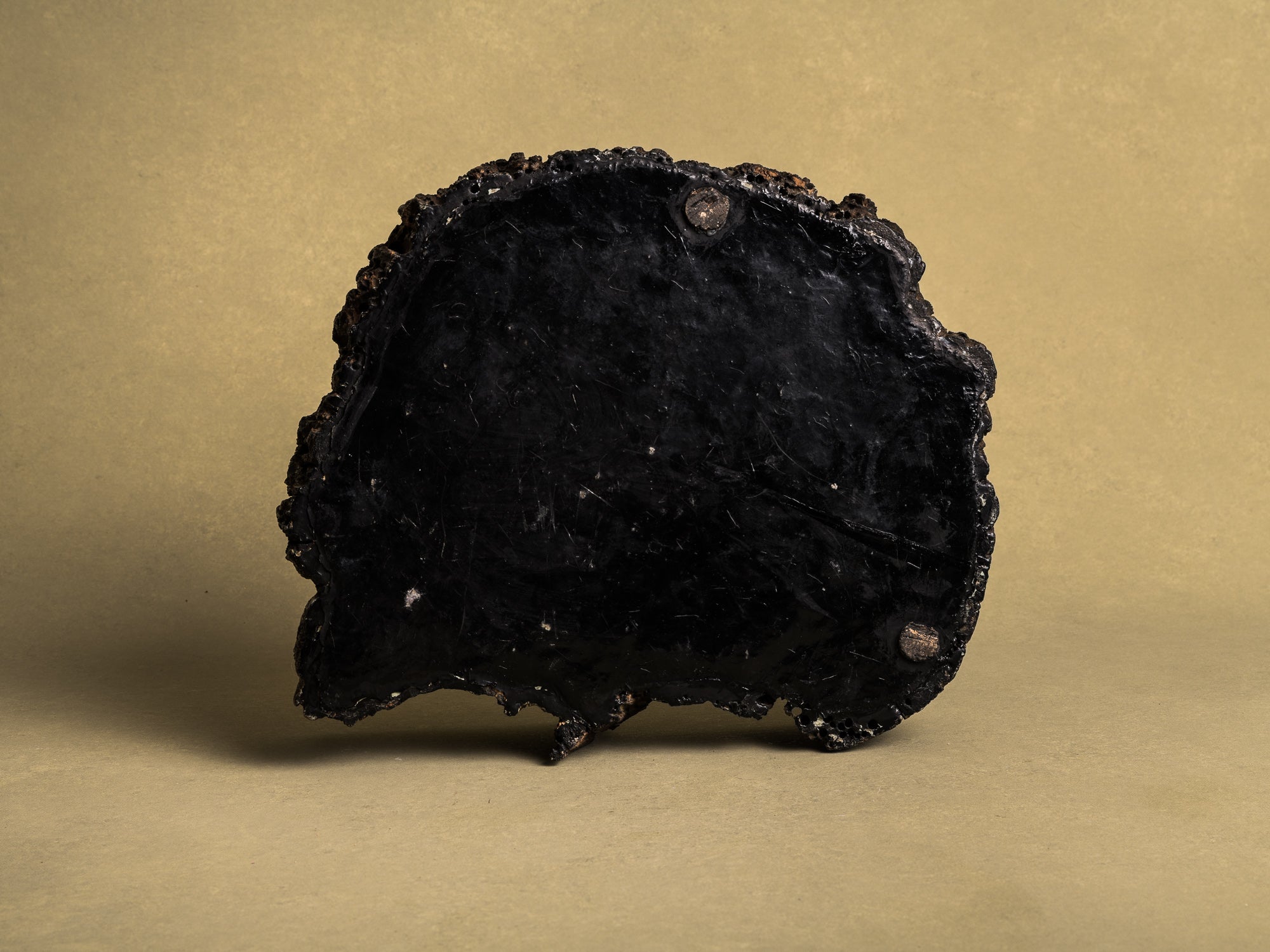 Importante coupe / support en bois de keyaki pour l'ikebana, Japon (vers 1850)..Keyaki burl wood ikebana stand vase, Japan (circa 1850)