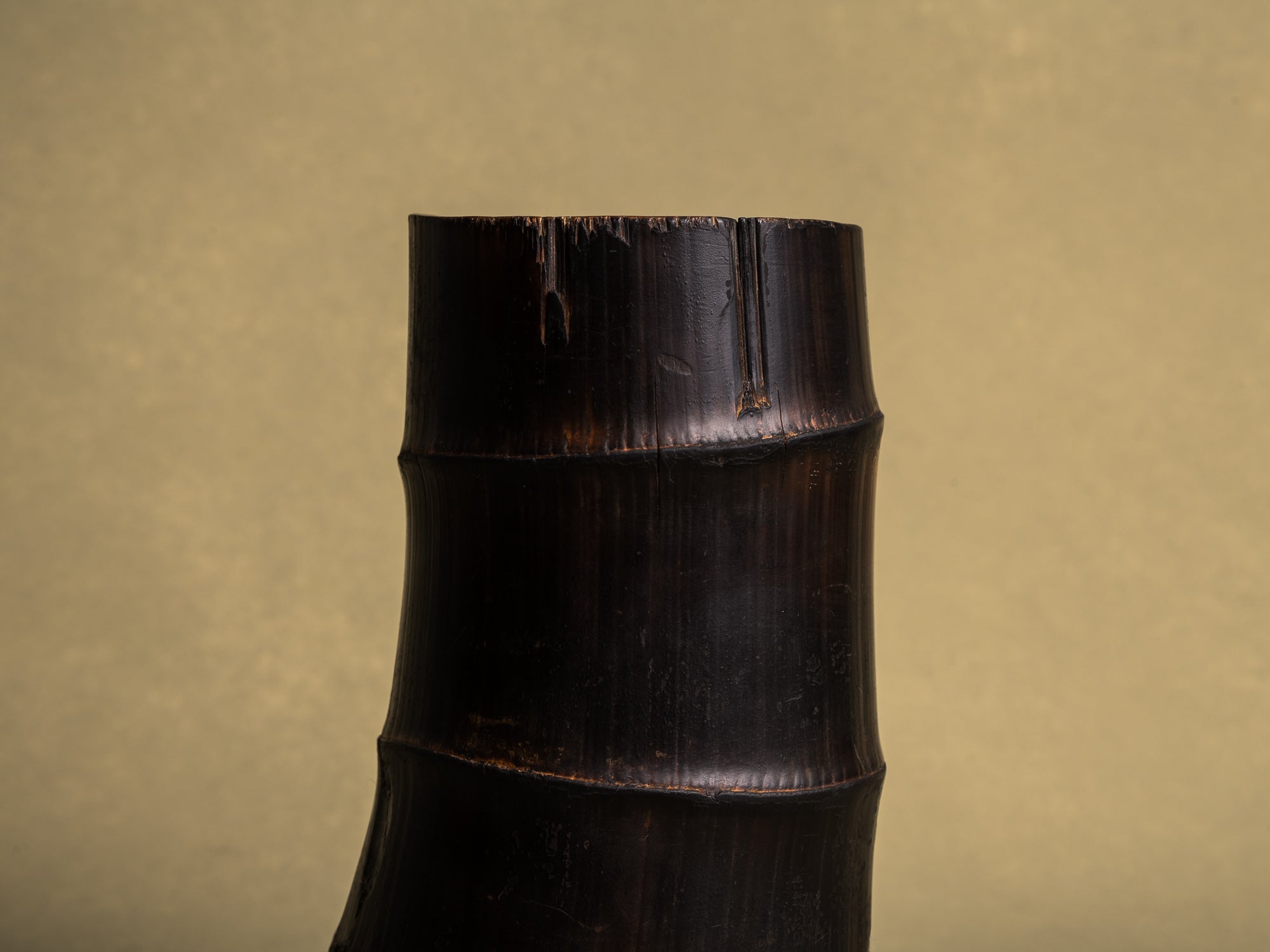 Take-zutsu hanaire, rare vase en bambou pour la cérémonie du thé à la manière de Rikyū, Japon (Période Edo)..Take-zutsu Hanaire Bamboo vase for tea ceremony chabana in the manner of Rikyū, Japan (Edo period)