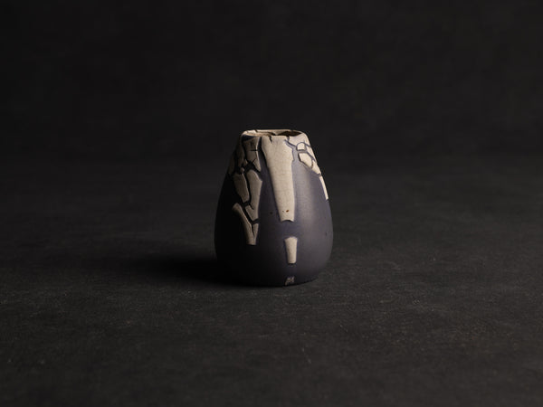 Chaire, pot à poussière de thé "peau de serpent" en grès de Léon Pointu, Atelier Pointu, France (vers 1930)..School of Carriès cha-ire, stoneware snakeskin glazed tea container by Léon Pointu, Atelier Pointu, France (circa 1930)