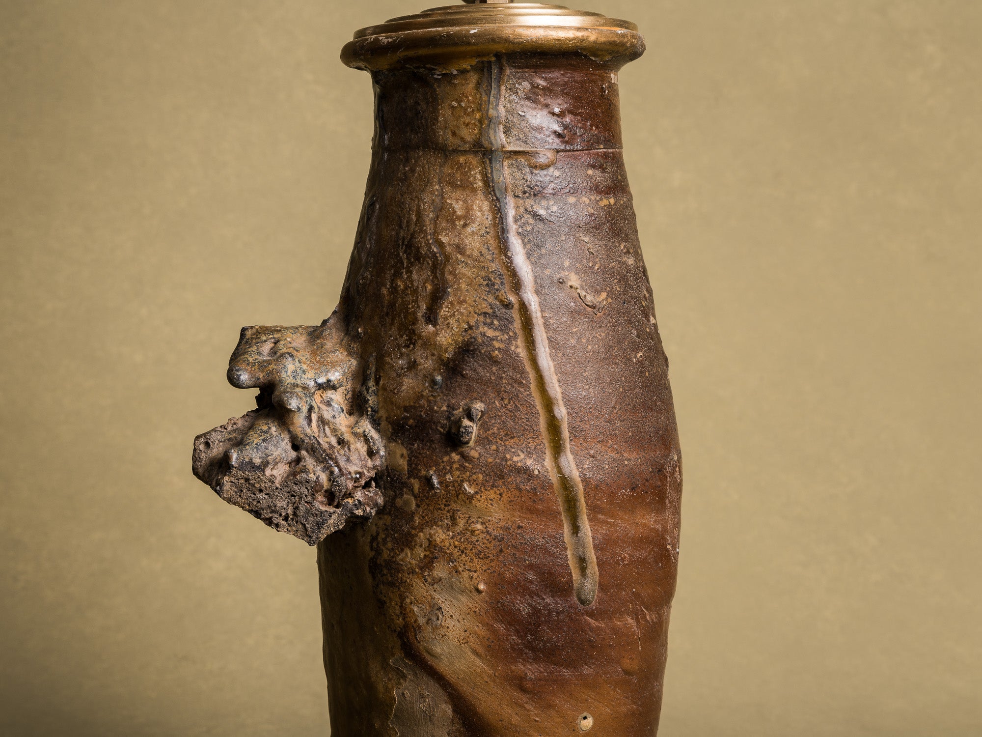 Mitate mono, paire de lampes "jambe de chien" en grès de Martincamp, France (XVIIIe / XIXe siècle)..Mitate mono, pair of lamps "jambe de chien" in stoneware from Martincamp, France (18th / 19th century)