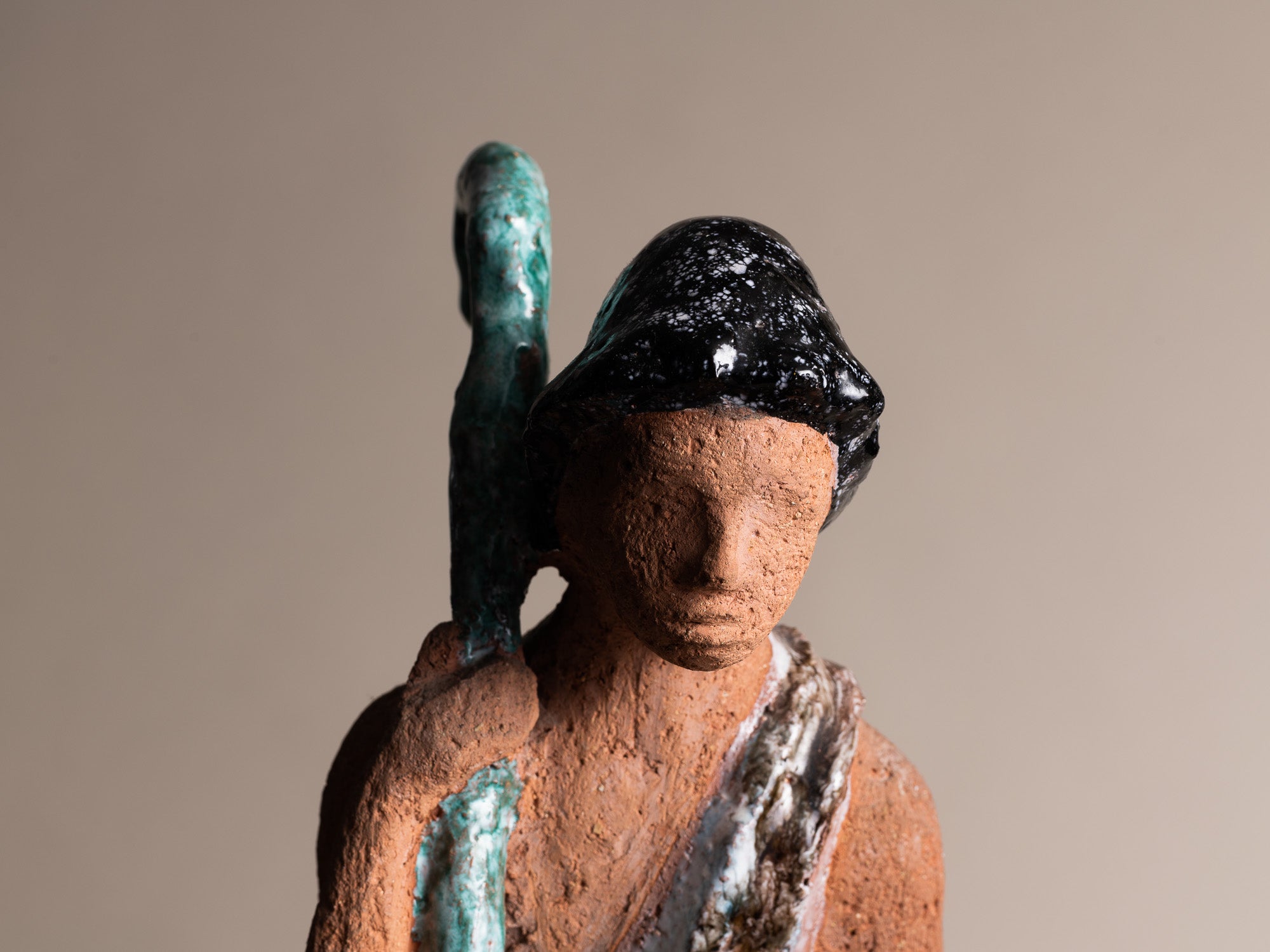 Exceptionnelle sculpture de Marino Le Vaucour, France (1959)..Rare Clay Vallauris sculpture by Marino Le Vaucour, France (1959)
