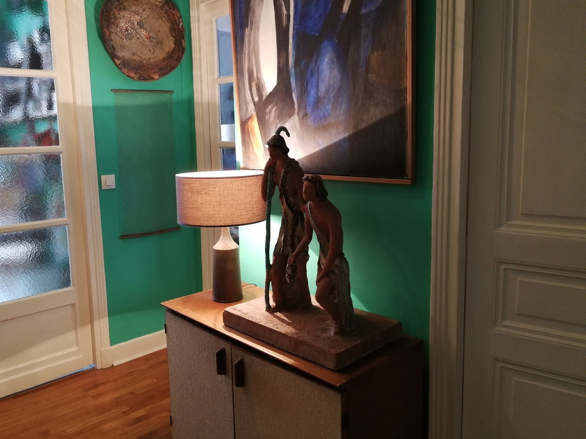 Exceptionnelle sculpture de Marino Le Vaucour, France (1959)..Rare Clay Vallauris sculpture by Marino Le Vaucour, France (1959)
