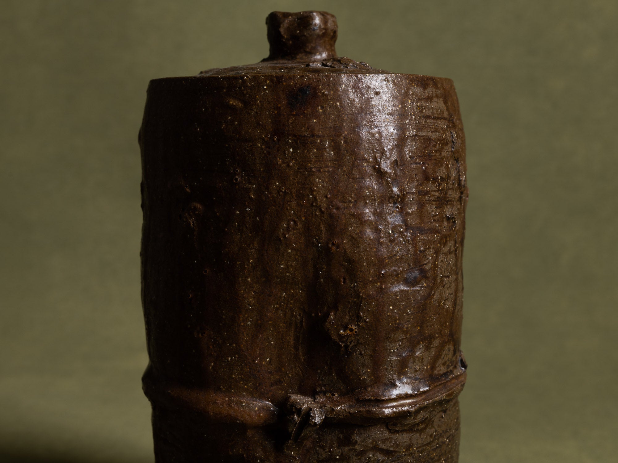 Mizusashi, pot couvert à eau, Japon (ère Shōwa)..Seto ware water pot Mizusashi , Japan (Shōwa era)