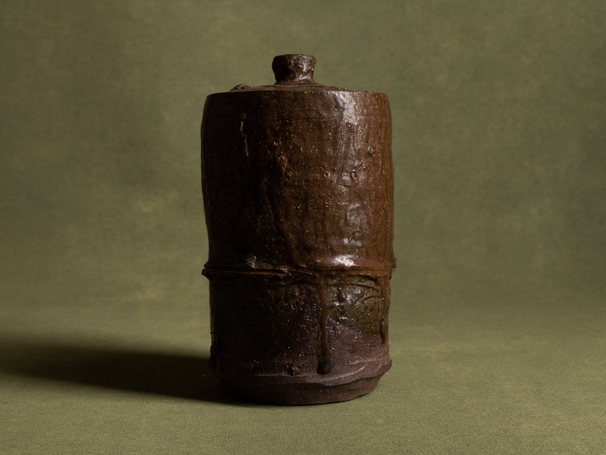 Mizusashi, pot couvert à eau, Japon (ère Shōwa)..Seto ware water pot Mizusashi , Japan (Shōwa era)