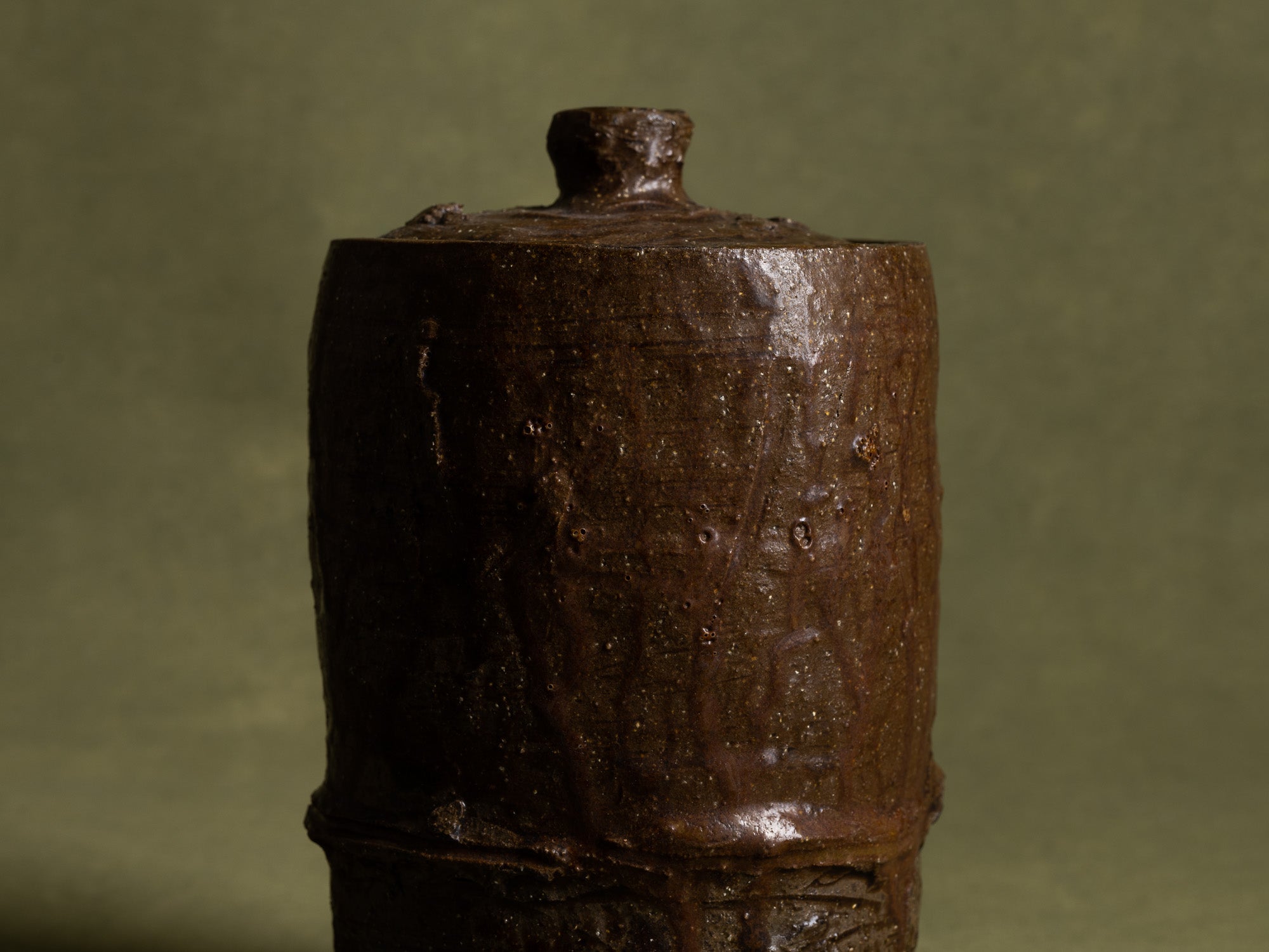 Mizusashi, pot couvert à eau, Japon (ère Shōwa)..Seto ware water pot Mizusashi , Japan (Shōwa era)