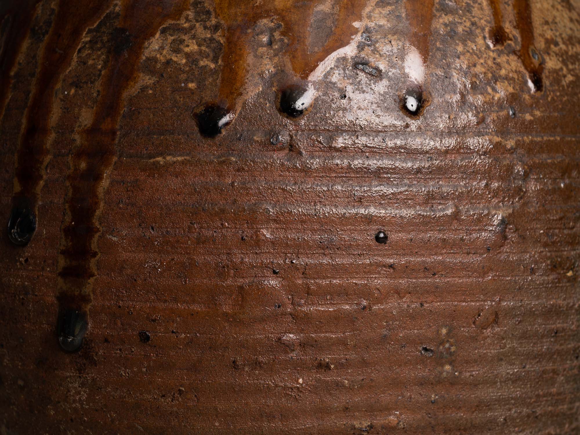 Ensemble de pots en grès de Puisaye, France (XVIIIe et XIXe siècles)..Set of stoneware folk pots by anonymous Puisaye potters, France (18th & 19th century)
