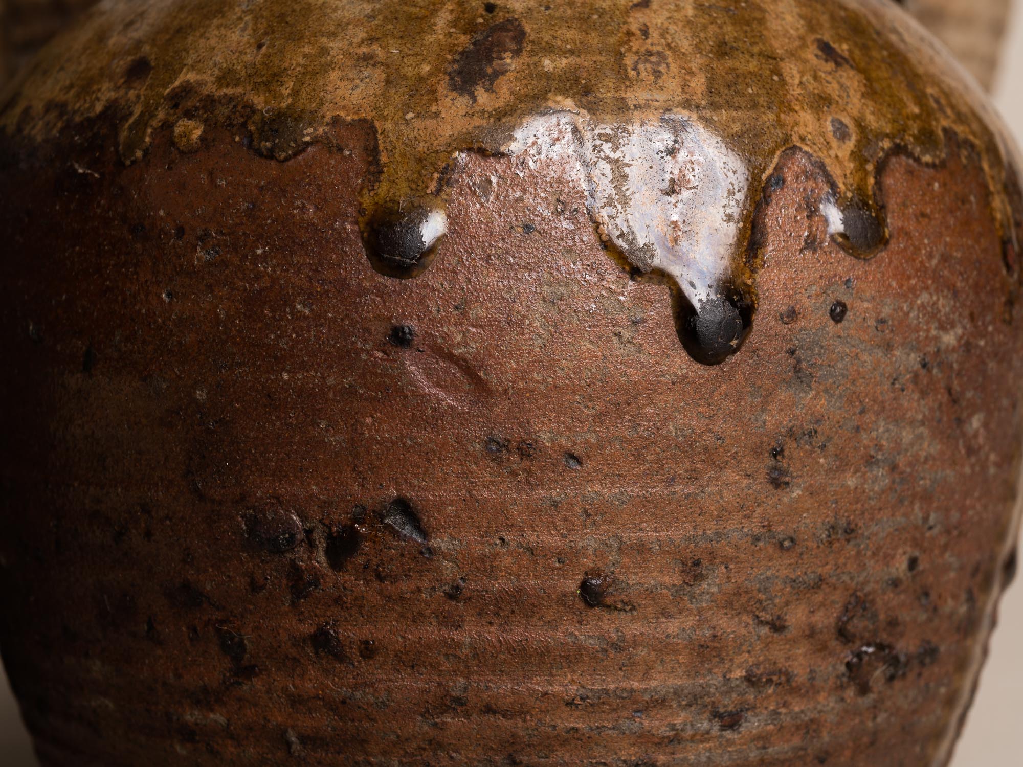 Ensemble de pots en grès de Puisaye, France (XVIIIe et XIXe siècles)..Set of stoneware folk pots by anonymous Puisaye potters, France (18th & 19th century)