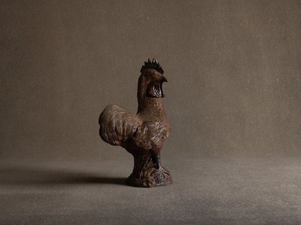 Sculpture animalière en grès de La Borne par Guy Bernon, coq, France (années 1970-80)..La Borne Guy Bernon stoneware rooster sculpture, France (1970-80's)