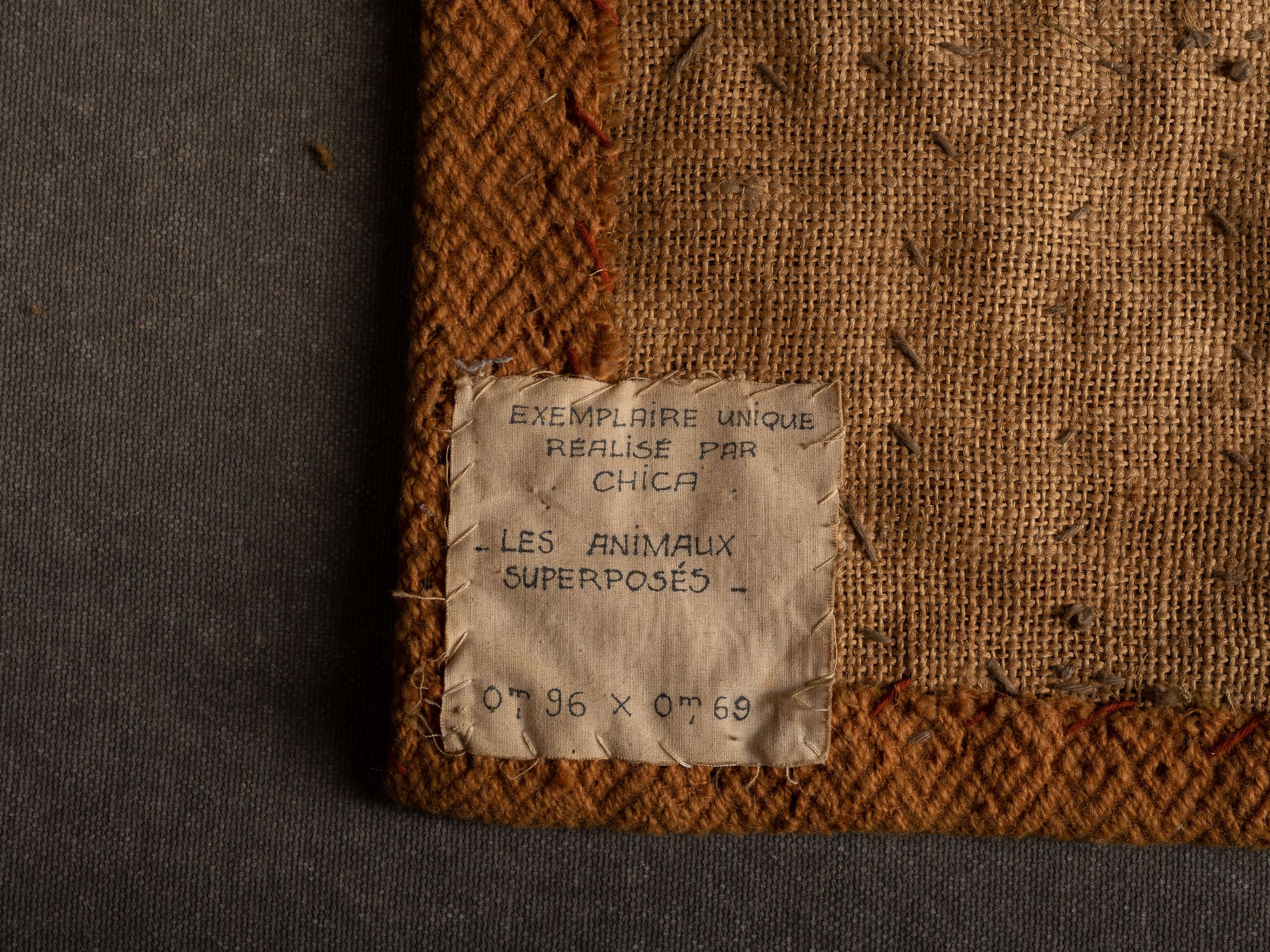 Tapisserie "les animaux superposés" de Chica, France (vers 1965)..Wall tapestry "les animaux superposés" by Chica, France (circa 1965)