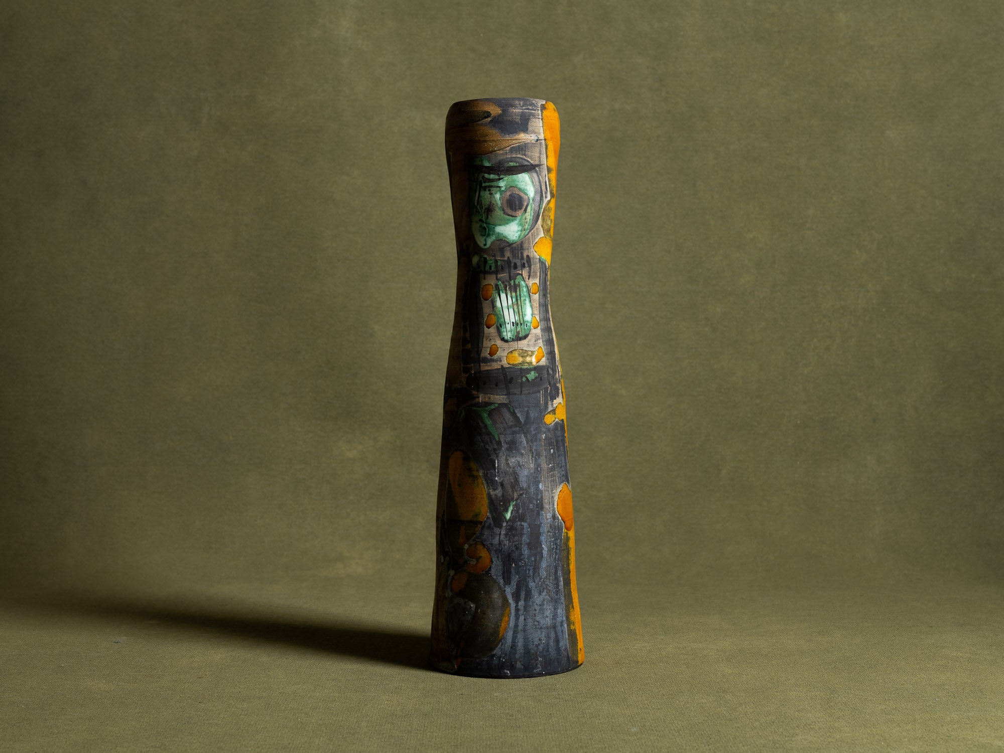 Important vase de Gilbert Portanier à Vallauris, France (vers 1975)..Oustanding muticouloured Vallauris vase by Gilbert Portanier, France (circa 1975)