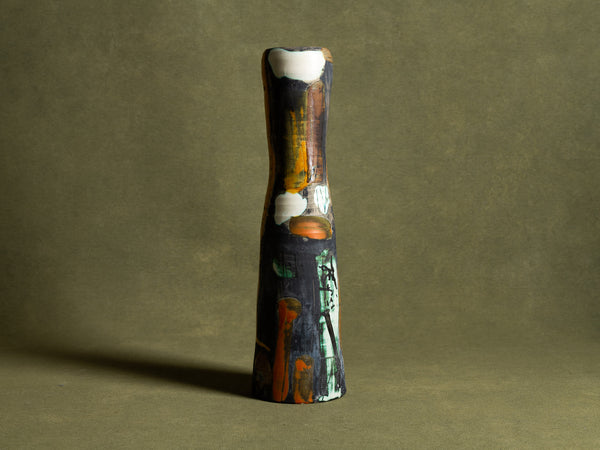 Important vase de Gilbert Portanier à Vallauris, France (vers 1975)..Oustanding muticouloured Vallauris vase by Gilbert Portanier, France (circa 1975)