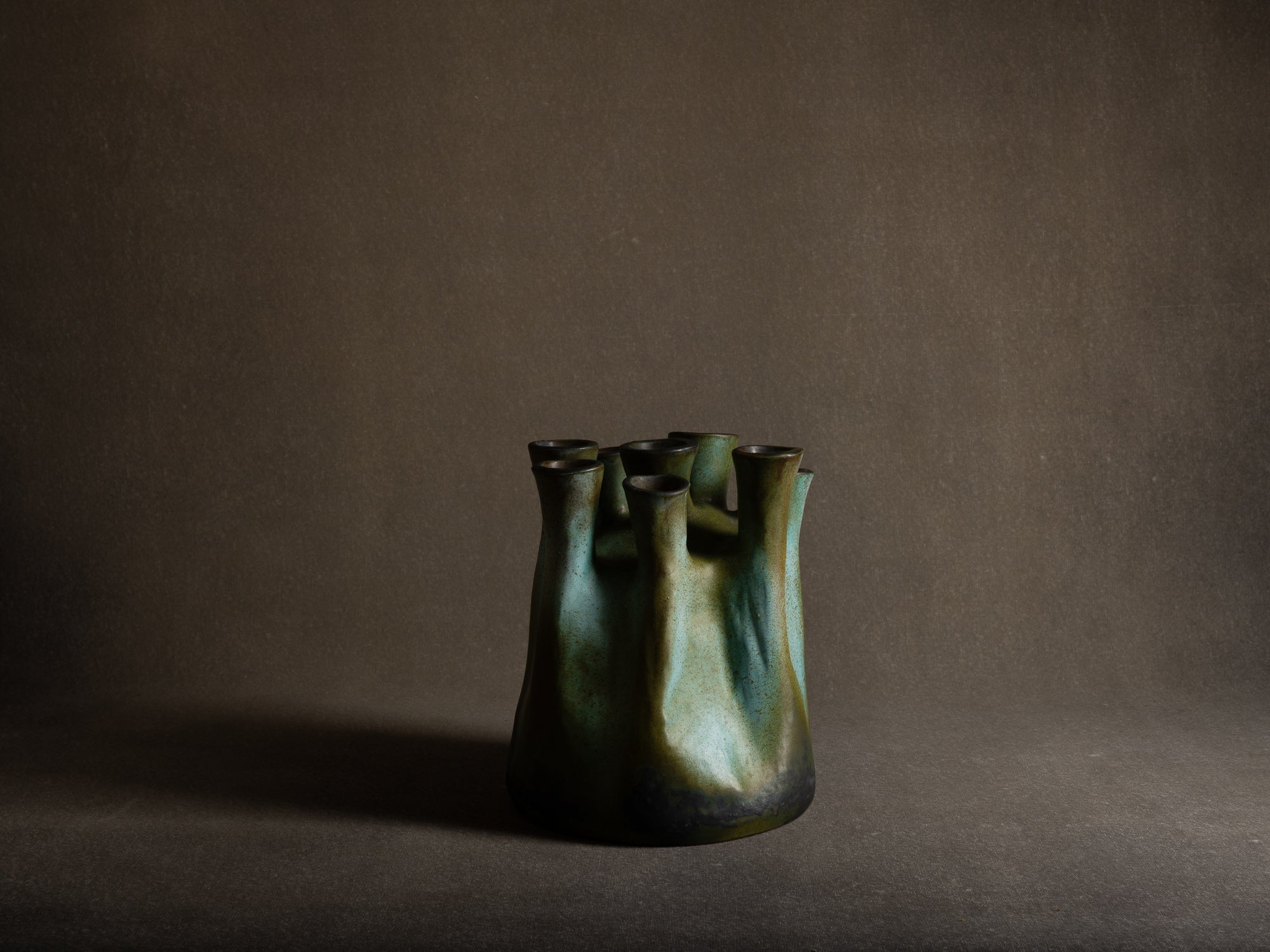 Important vase lichen de Henri‑Georges Dupetit, France (vers 1955)..Outstanding ikebana lichen vase by Henri‑Georges Dupetit, France (circa 1955)