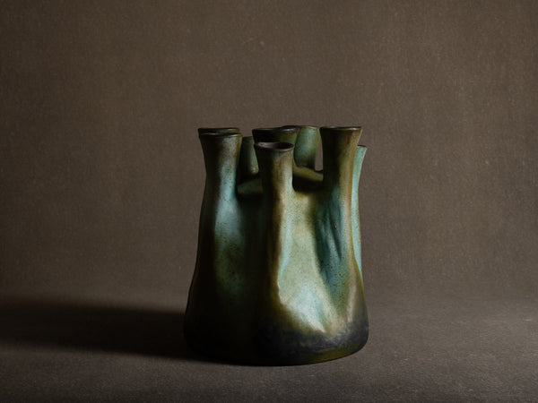 Important vase lichen de Henri‑Georges Dupetit, France (vers 1955)..Outstanding ikebana lichen vase by Henri‑Georges Dupetit, France (circa 1955)