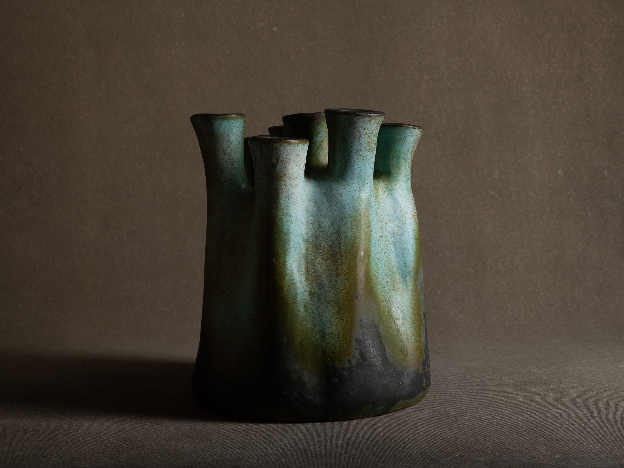 Important vase lichen de Henri‑Georges Dupetit, France (vers 1955)..Outstanding ikebana lichen vase by Henri‑Georges Dupetit, France (circa 1955)