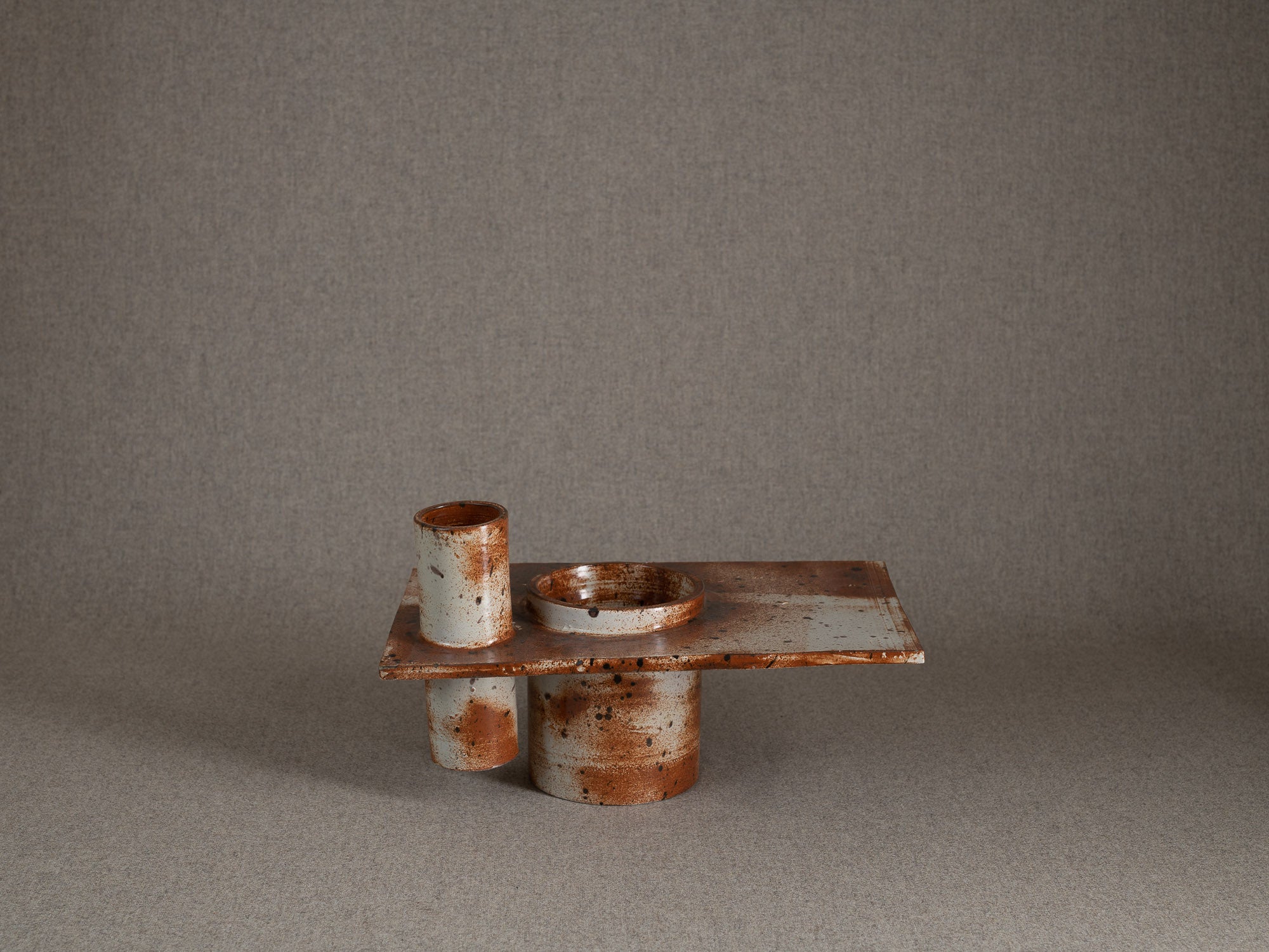 Rare vase double pour l'ikebana par Daniel Sarver, France (vers 1970)..Rare double vase for ikebana by Daniel Sarver, France (circa 1970)