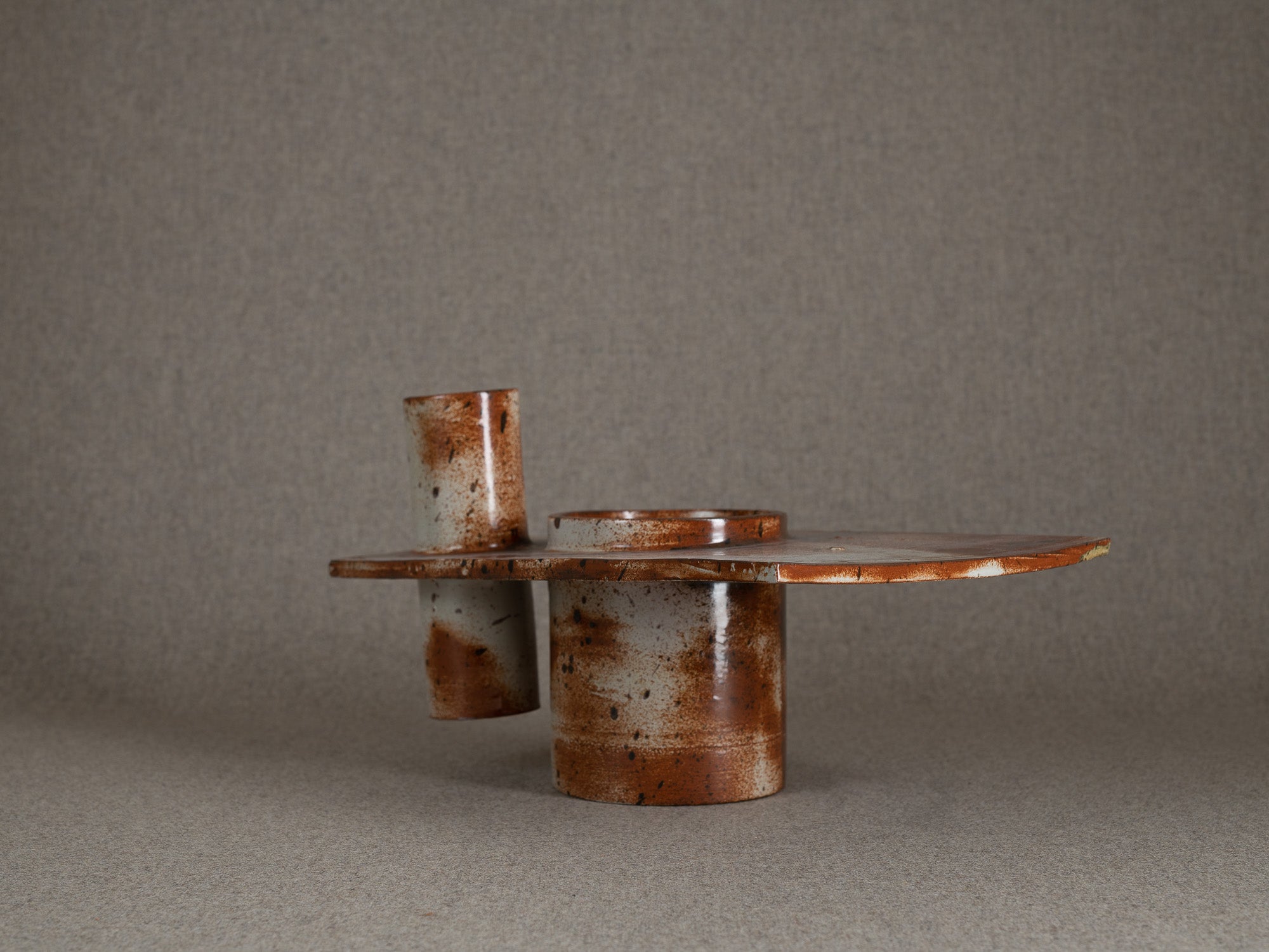 Rare vase double pour l'ikebana par Daniel Sarver, France (vers 1970)..Rare double vase for ikebana by Daniel Sarver, France (circa 1970)
