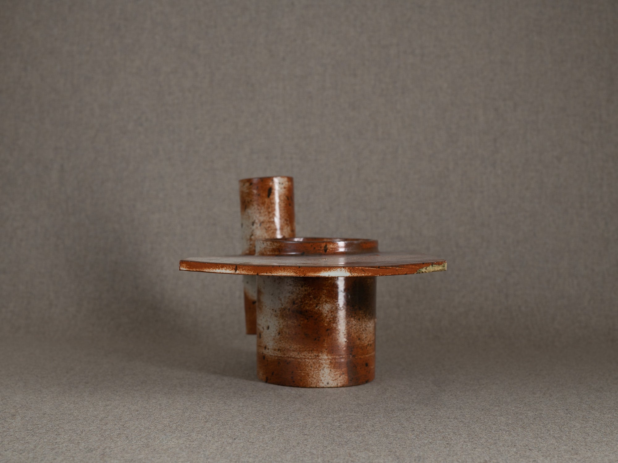 Rare vase double pour l'ikebana par Daniel Sarver, France (vers 1970)..Rare double vase for ikebana by Daniel Sarver, France (circa 1970)