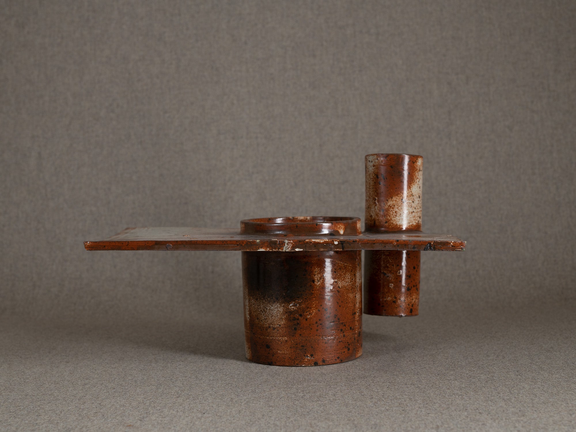 Rare vase double pour l'ikebana par Daniel Sarver, France (vers 1970)..Rare double vase for ikebana by Daniel Sarver, France (circa 1970)