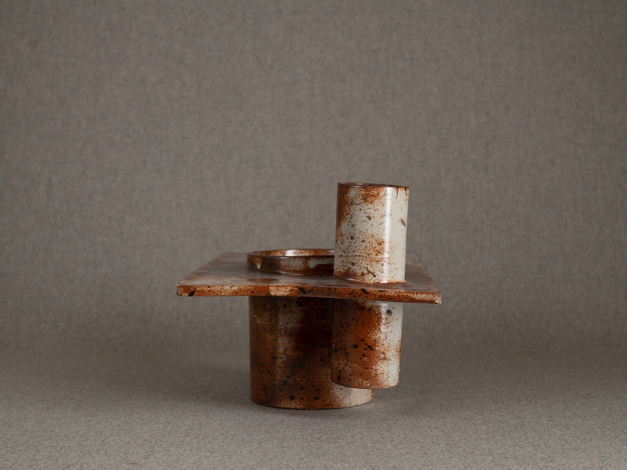 Rare vase double pour l'ikebana par Daniel Sarver, France (vers 1970)..Rare double vase for ikebana by Daniel Sarver, France (circa 1970)