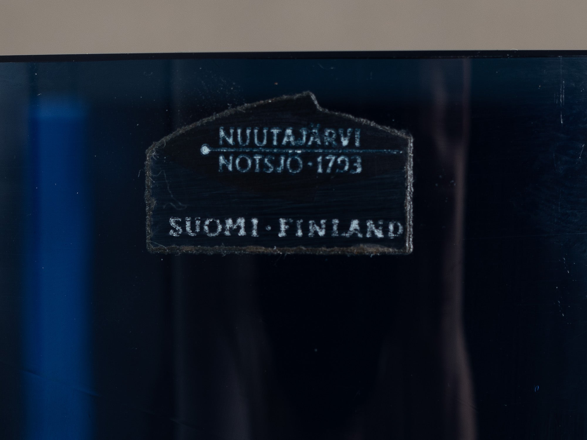Grand vase bleu "Purtilo" de Kaj Franck pour Nuutajärvi Notsjo, Finlande (1967-72)..Large blue Purtilo vase by Kaj Franck for Nuutajärvi Notsjo, Finland (1967-72)