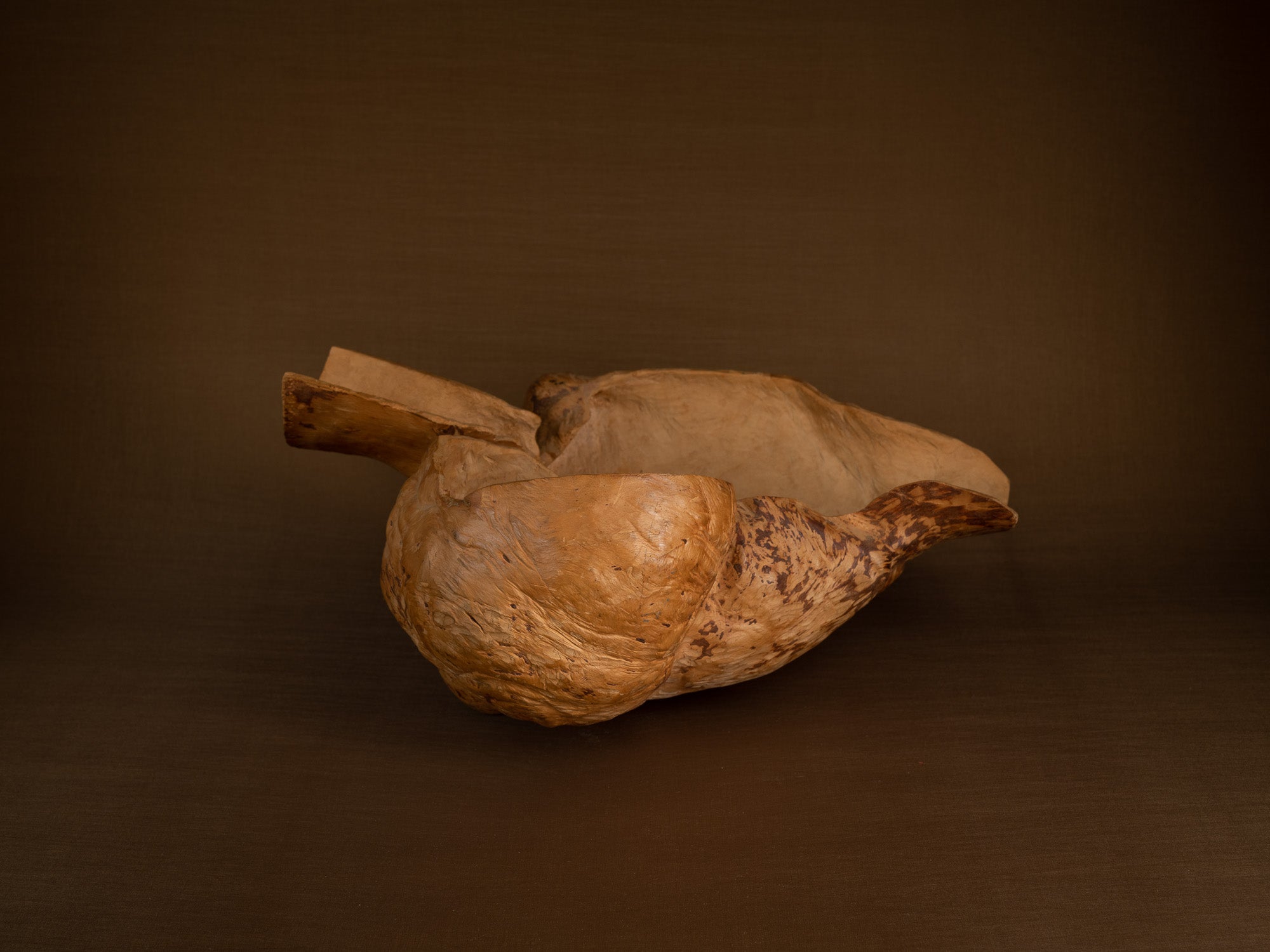 Immense coupe paysanne monoxyle en broussin de bouleau, Suède (milieu du XXe siècle)..Giant peasant birch burl bowl, Sweden (mid 20th century)