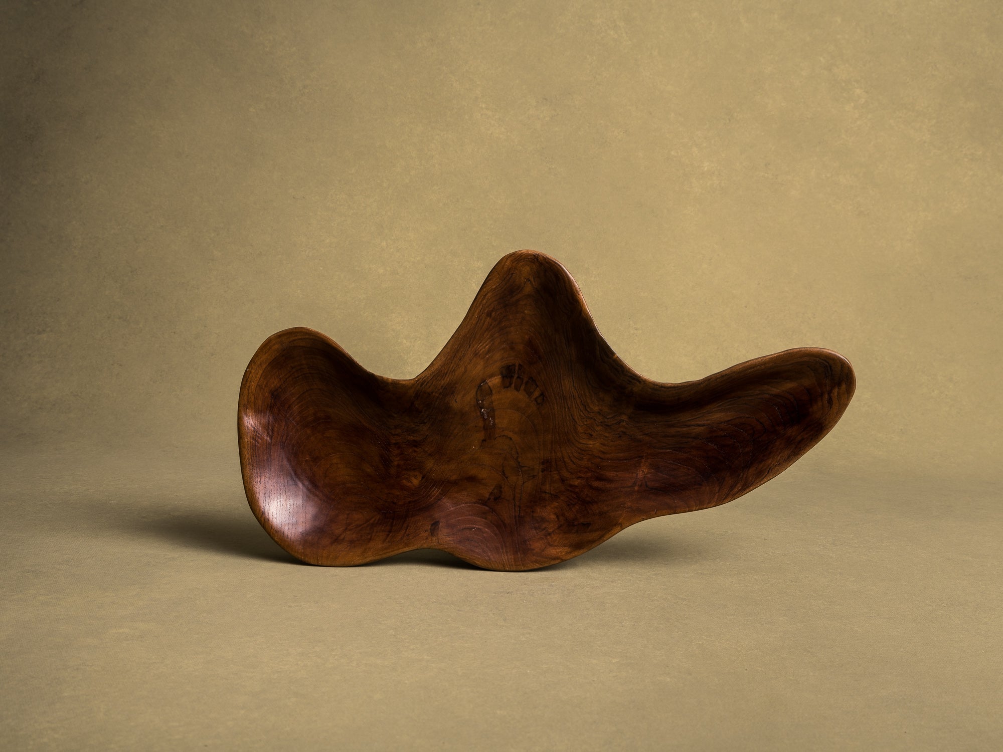 Coupe monoxyle de forme libre en bois exotique, France (vers 1950)..Free form biomorphic wooden bowl, France (circa 1950)
