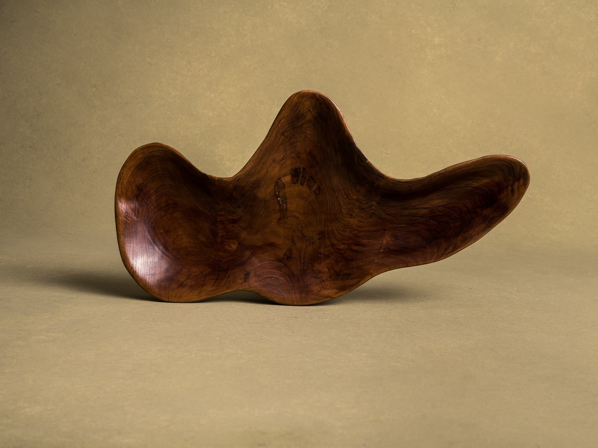 Coupe monoxyle de forme libre en bois exotique, France (vers 1950)..Free form biomorphic wooden bowl, France (circa 1950)
