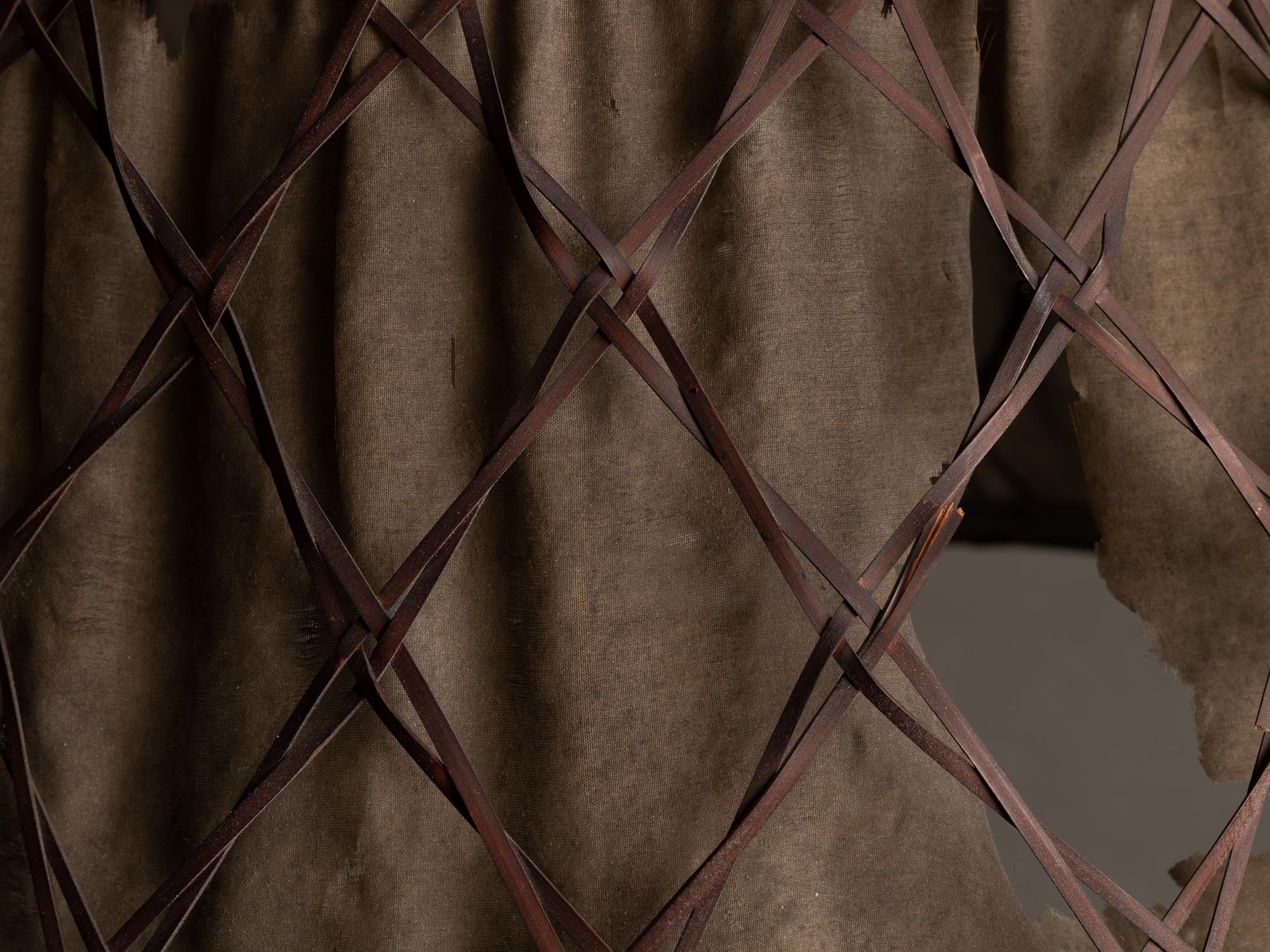 Rare lampe en vannerie de bambou nippone, Japon (fin Ère meiji / ère Taishō)..Rare lamp in Japanese bamboo basketry wickerwork, Japan (late Meiji era / Taishō era)