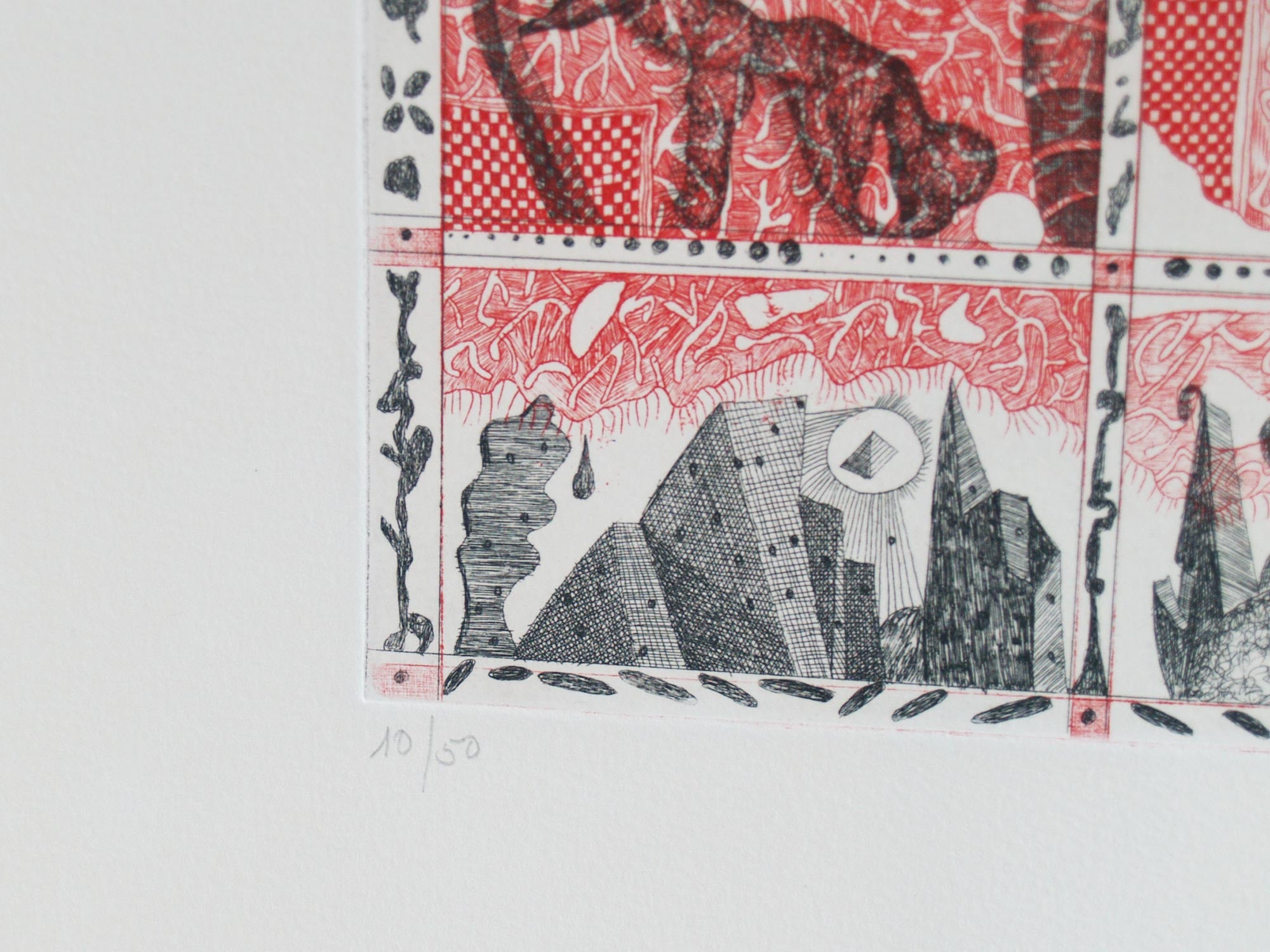 Eau-forte de Georg Klusemann, Allemagne (vers 1972)..Aquaforte etching by Georg Klusemann, Germany (circa 1972)