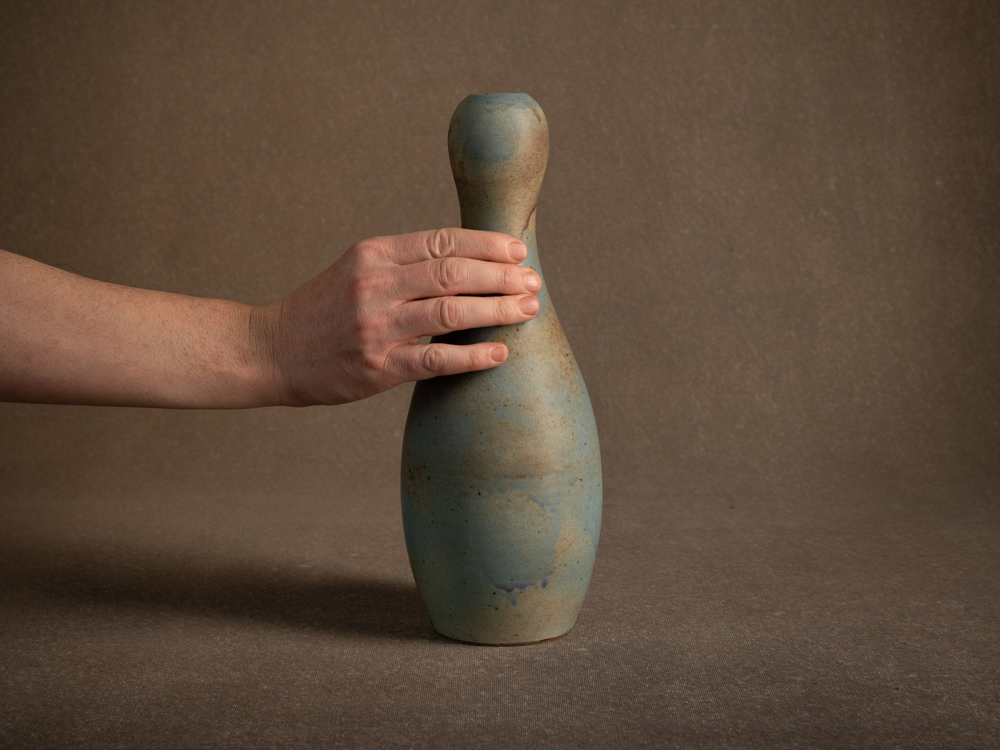 Vase coloquinte hyotan en grès de Roger Jacques, France (vers 1975)..Oustanding japonisme hyotan vase by Roger Jacques in Saint‑Amand‑en‑Puisaye, France (circa 1975)
